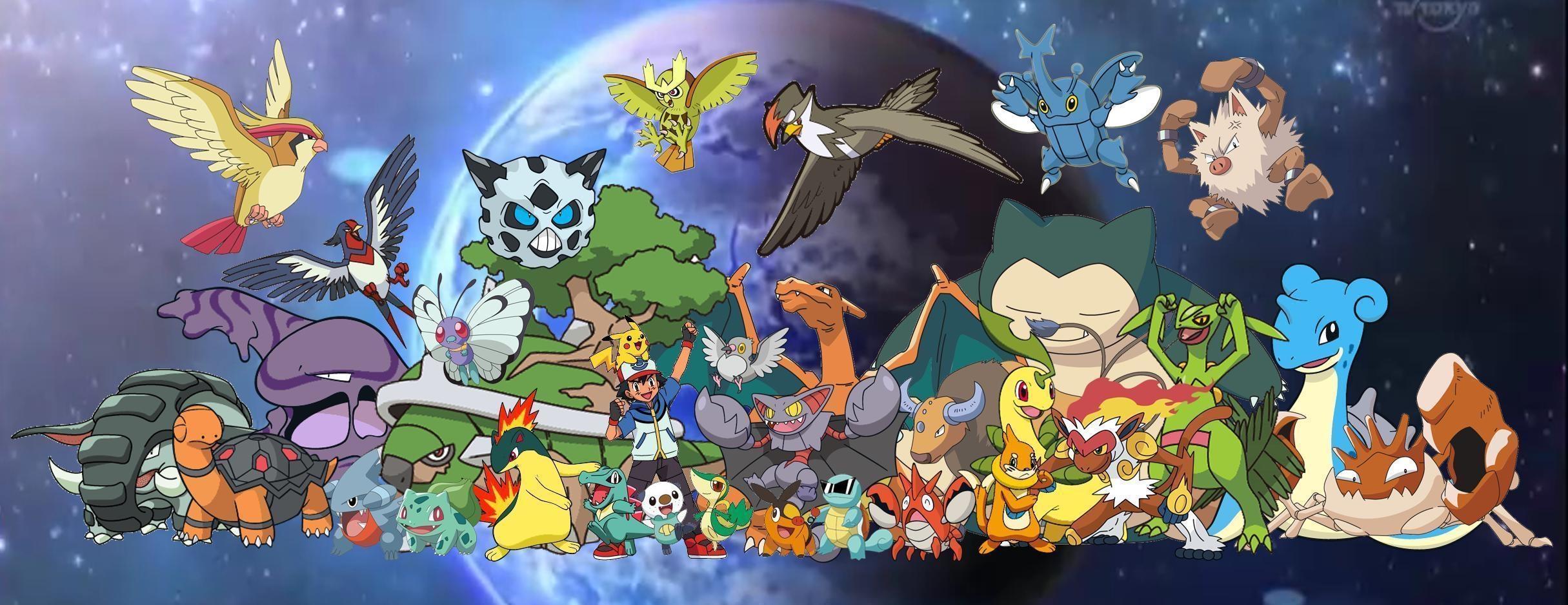 2430x940 Download Ash And Pokemon All Pklucario Customization, Dual Screen