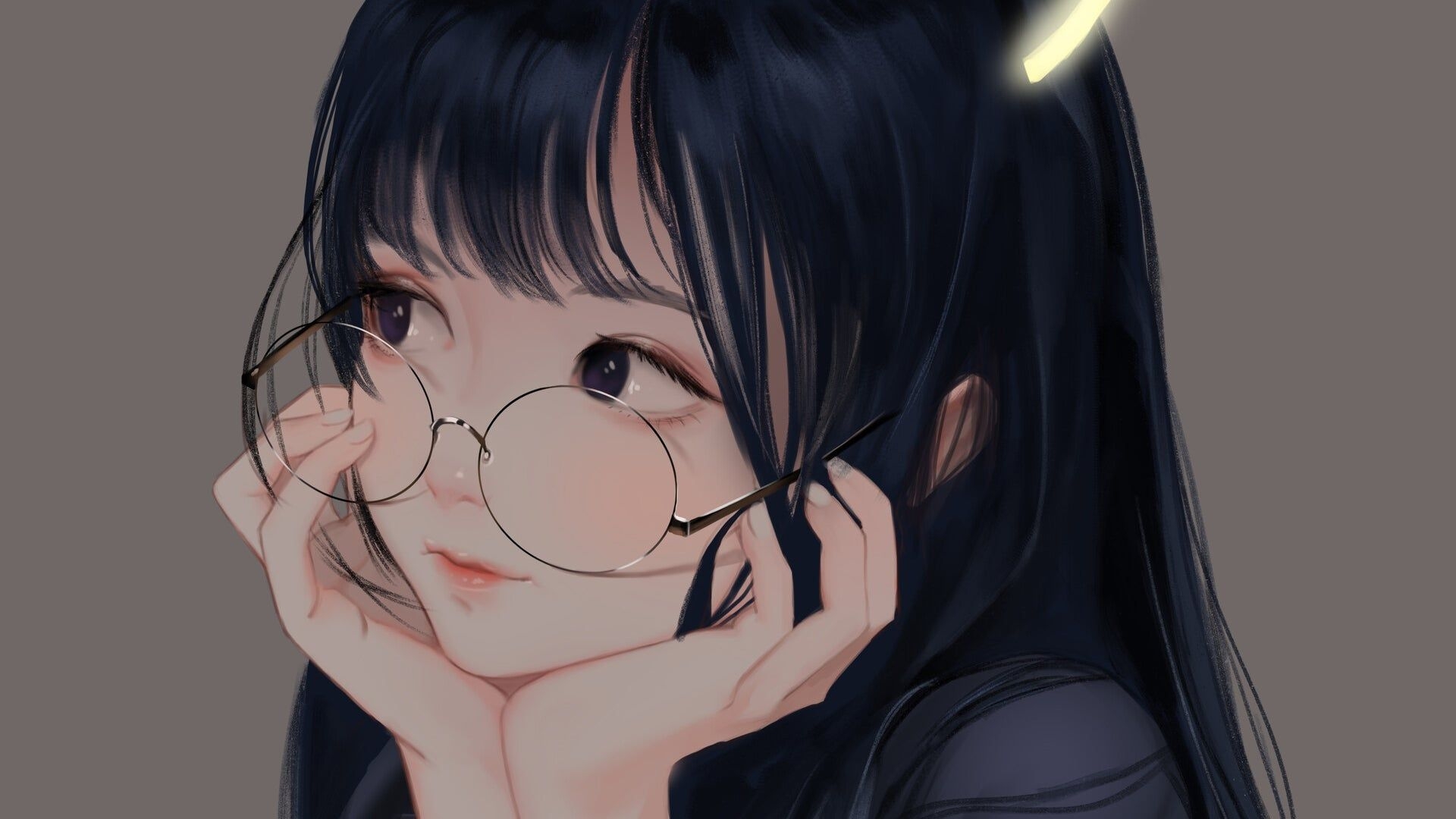 1920x1080 Cute Anime Girl with Glasses, Desktop