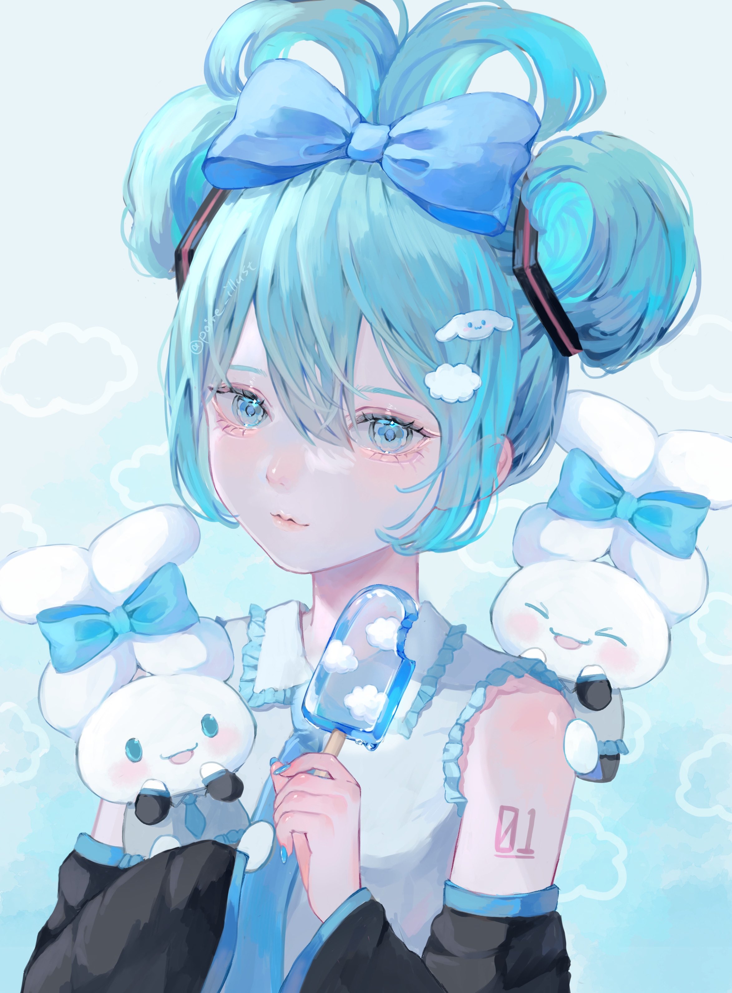 2350x3190 hatsune miku, cinnamiku, and cinnamoroll (vocaloid and 1 more) drawn by powa_(36iii), Phone