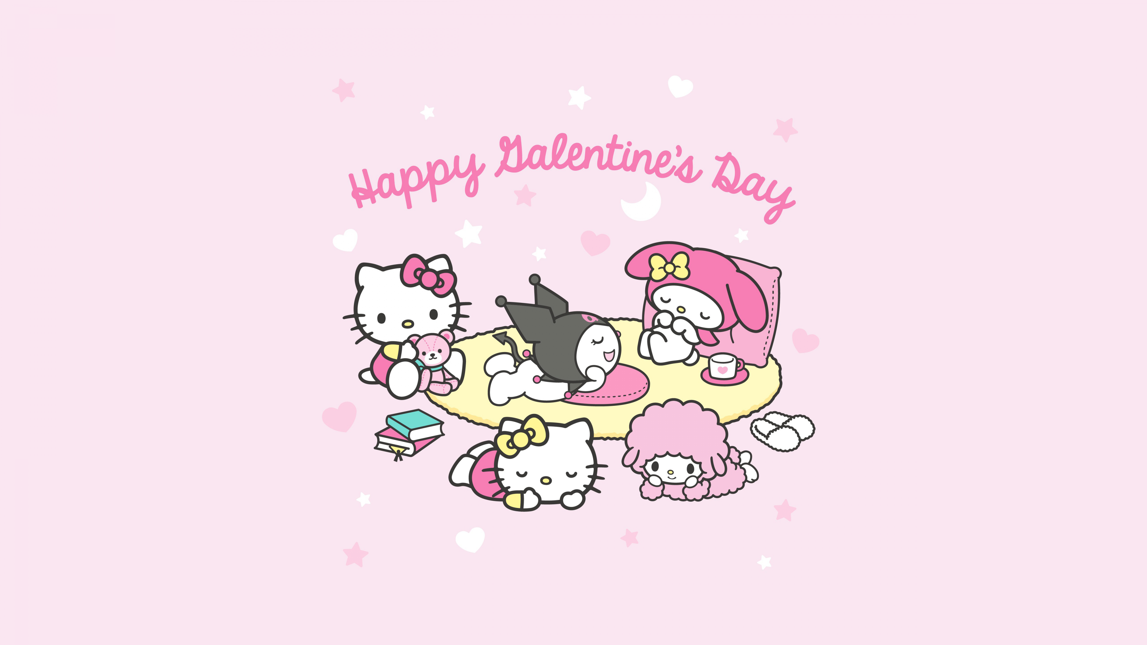 3840x2160 Happy Valentine's Day Wallpaper 4K, Hello kitties, Kuromi, Desktop