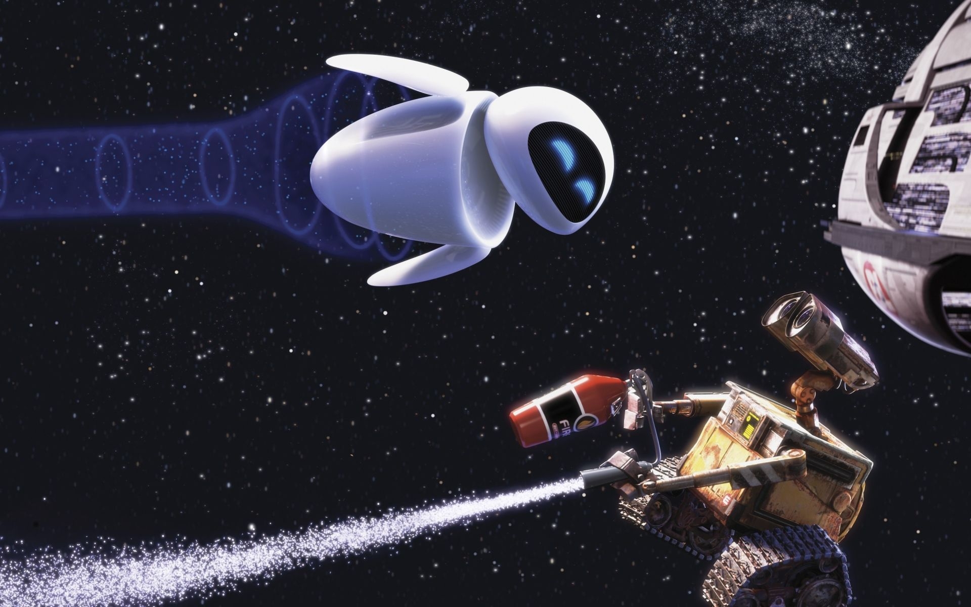 1920x1200 wall e, And, Eve, In, The, Space.wallup.net, Desktop