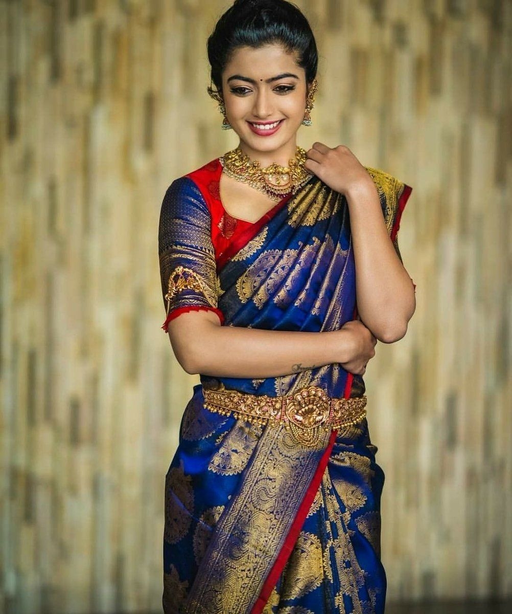 1010x1200 StyleDiaries of Rashmika Mandanna. Pattu saree blouse designs, Phone