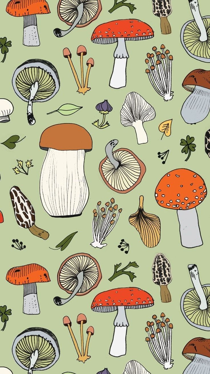 740x1310 Green Mushroom Surface Design. Witchy wallpaper, iPhone wallpaper pattern, Hippie wallpaper, Phone