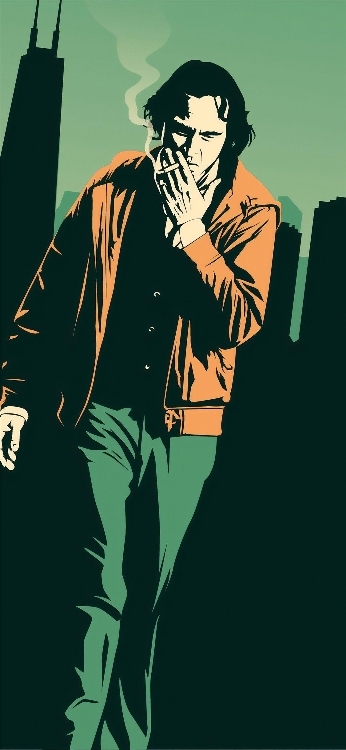 1130x2440 joaquin phoenix smoking fanart 4k iPhone 11 Wallpaper Free, Phone