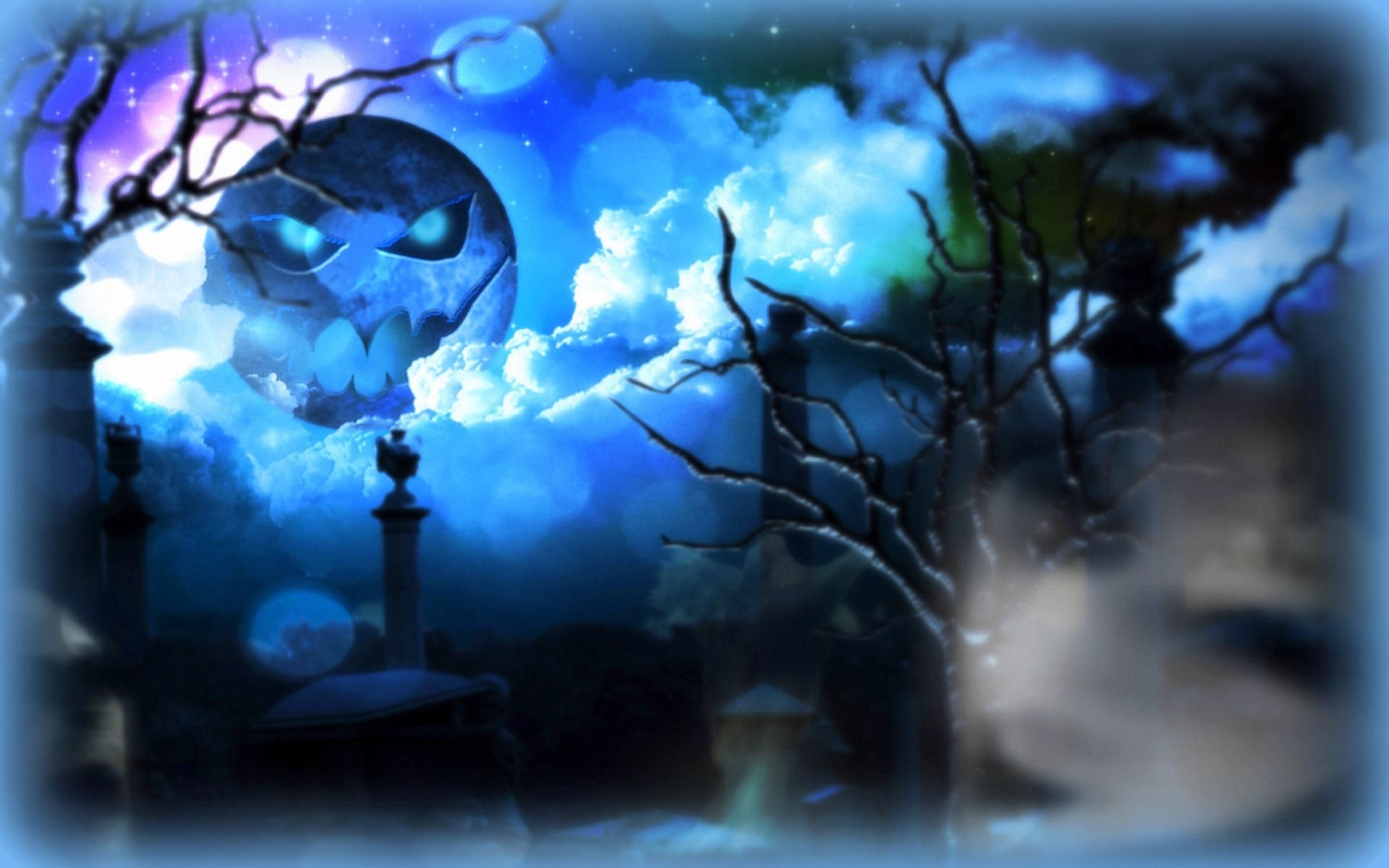 2560x1600 Blue Moon Halloween HD desktop wallpaper, Widescreen, High Definition, Desktop