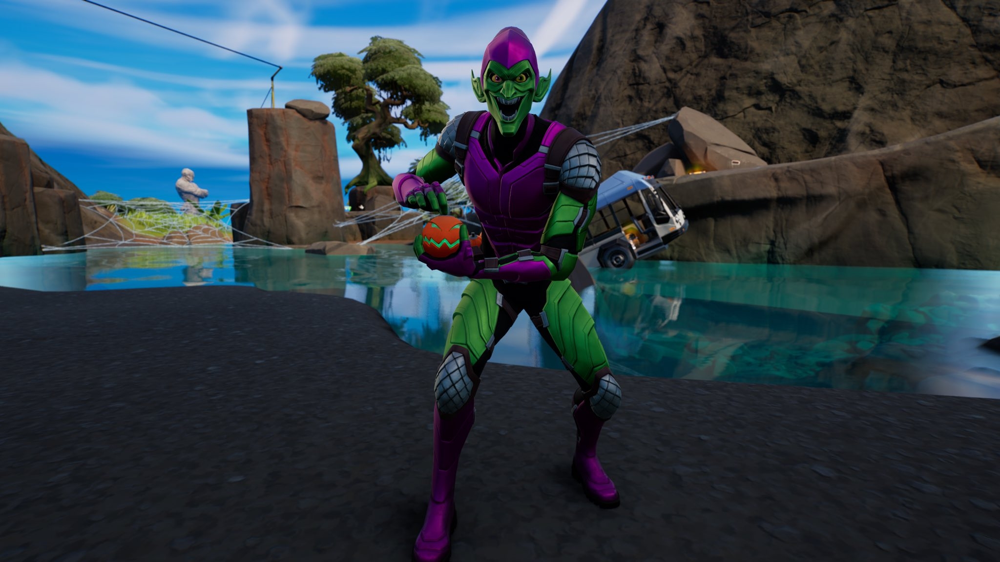 2050x1160 Green Goblin Fortnite wallpaper, Desktop