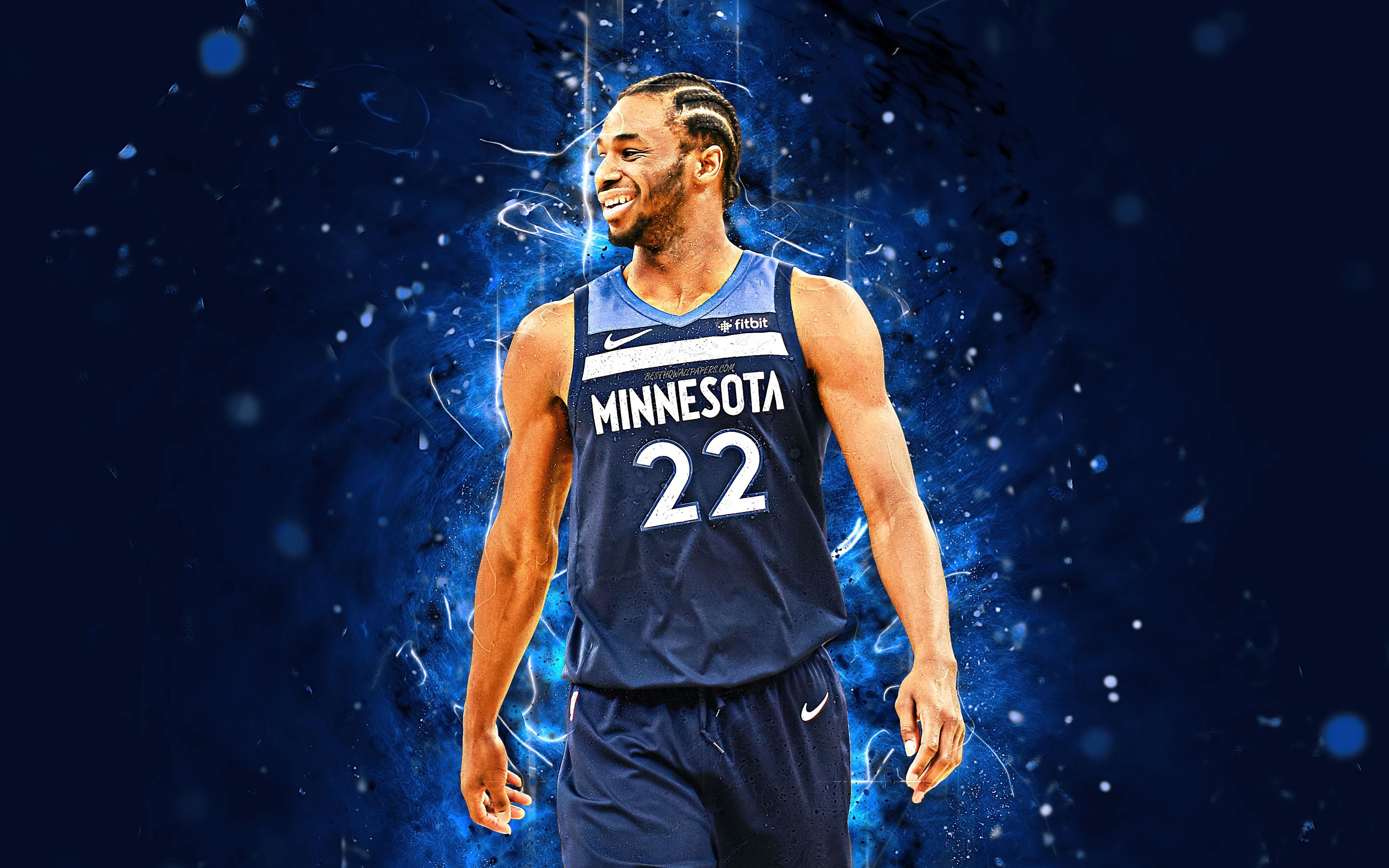 3840x2400 Download wallpaper Andrew Wiggins, 4k, abstract art, NBA, basketball stars, Minnesota Timberwolves, Wiggins, neon lights, basketball, creative for desktop with resolution. High Quality HD picture wallpaper, Desktop