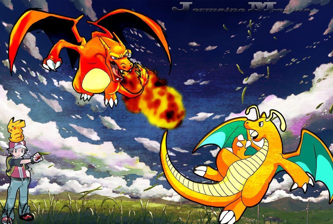 1090x740 Charizard Vs Dragonite Wallpaper, Desktop