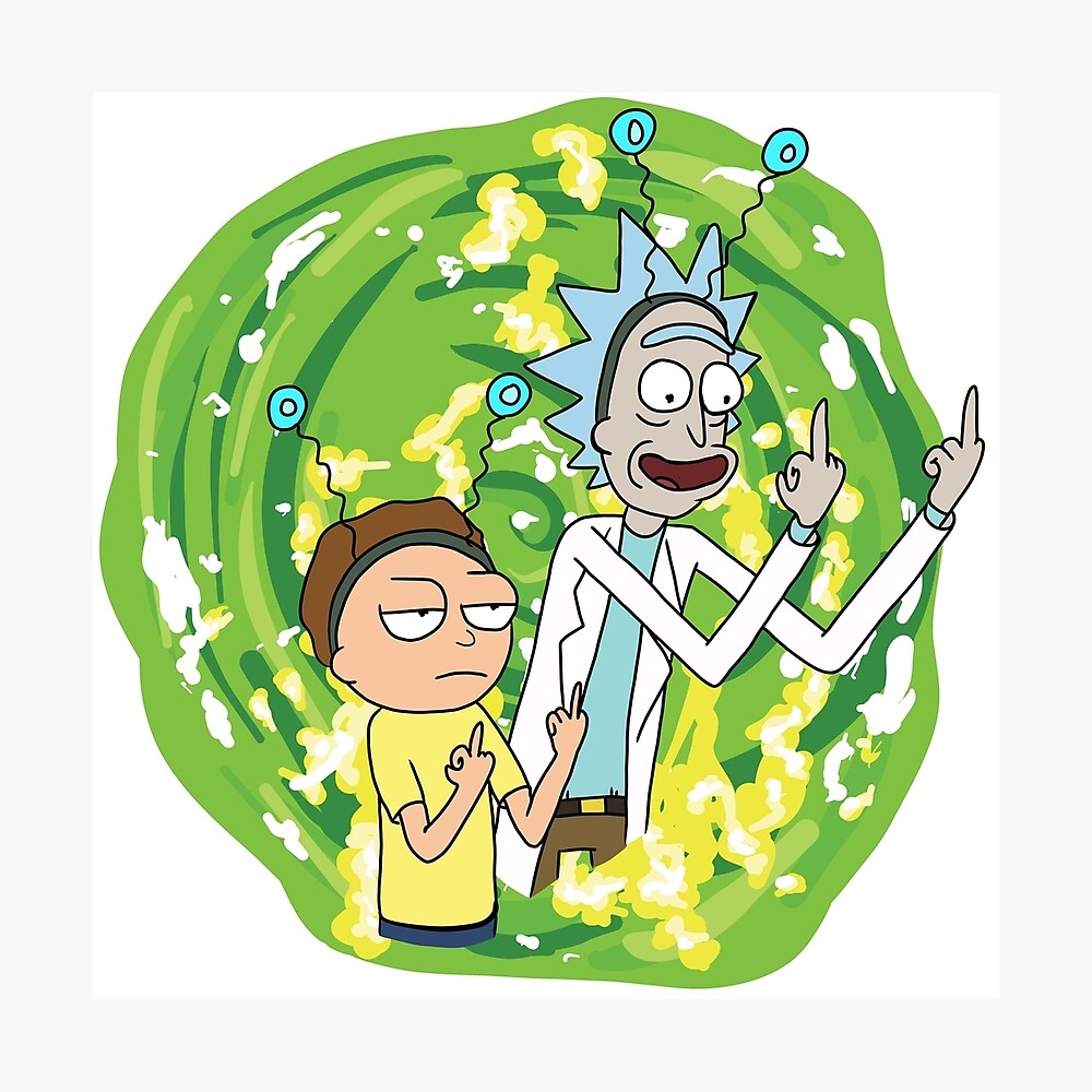 1000x1000 Rick and morty middle finger Poster, Phone