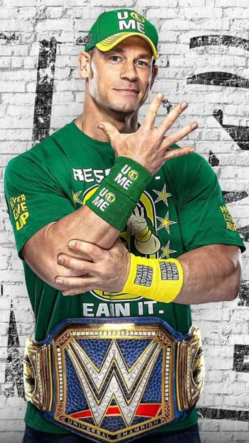 800x1430 Download Wrestler John Cena Wearing Green Cap Wallpaper, Phone