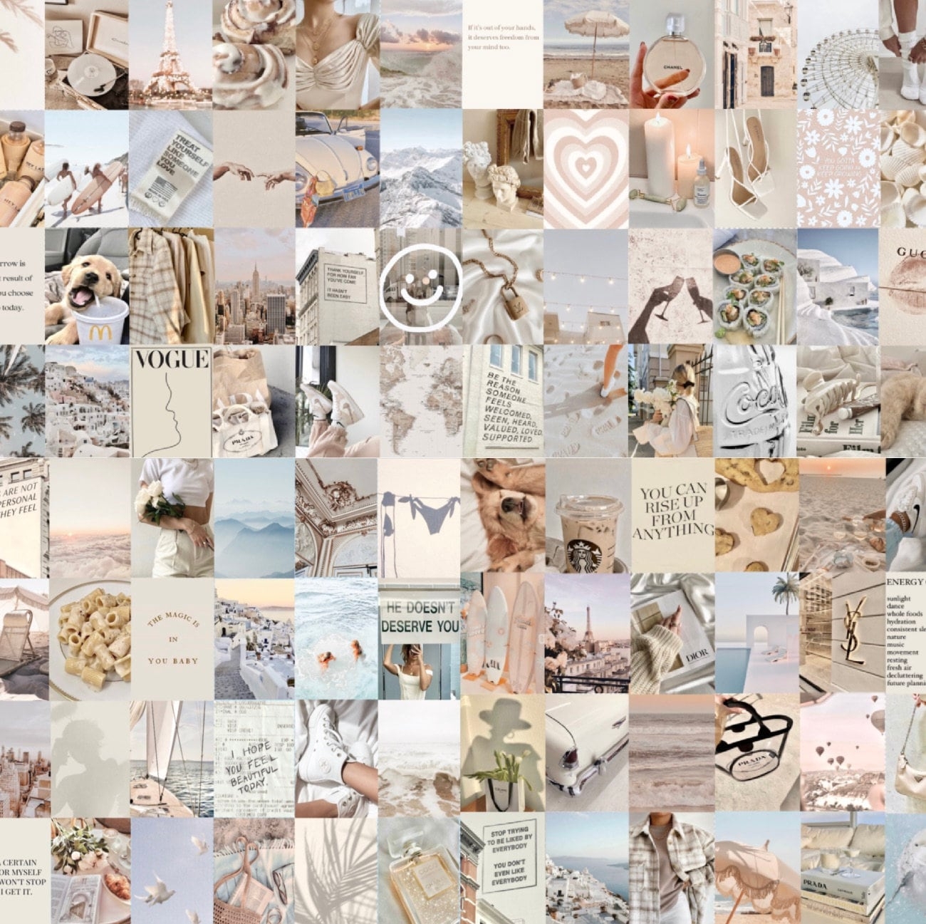 1300x1300 NEW Trendy Cream Collage Kit Wall, Desktop