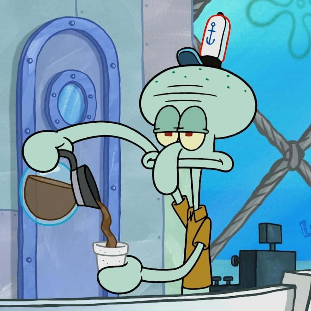 1080x1080 Download Squidward Pouring Coffee Random PFP Wallpaper, Phone