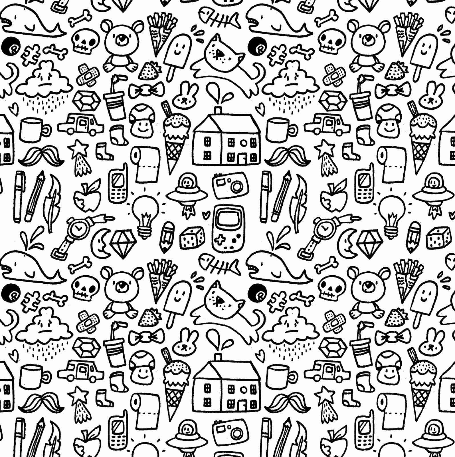 1600x1600 Aesthetic Doodles Random Art Wallpaper, Phone