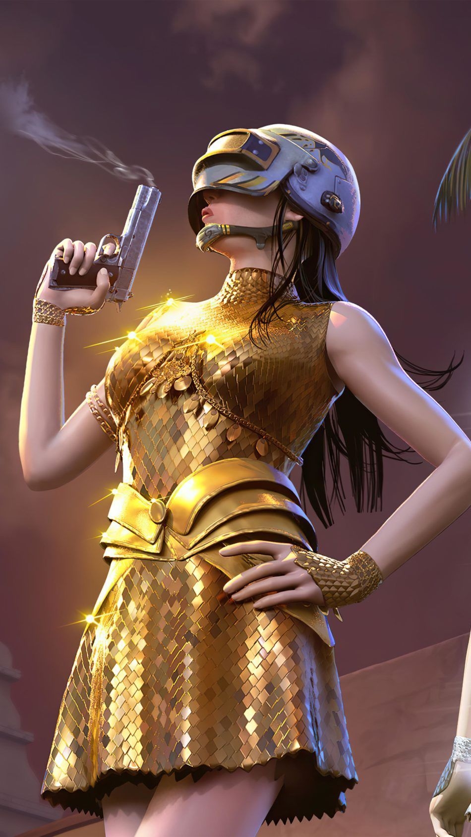 950x1690 PUBG Girl Golden Dress 4K Ultra HD Mobile Wallpaper. Golden dress, Girls gold dress, Girl iphone wallpaper, Phone