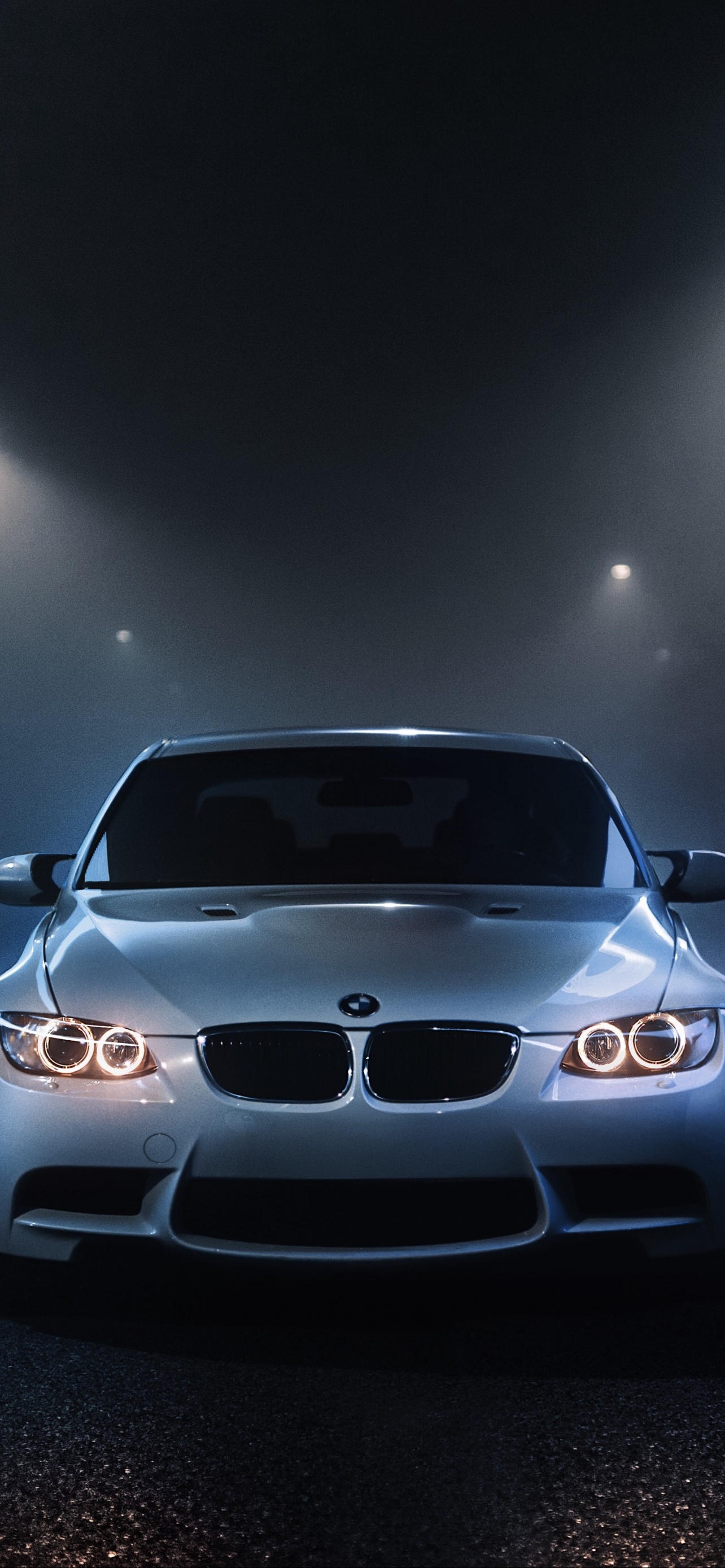 1290x2780 BMW M3 Wallpaper 4K, White Cars, Dark Background, Night Time, Black Dark, Phone