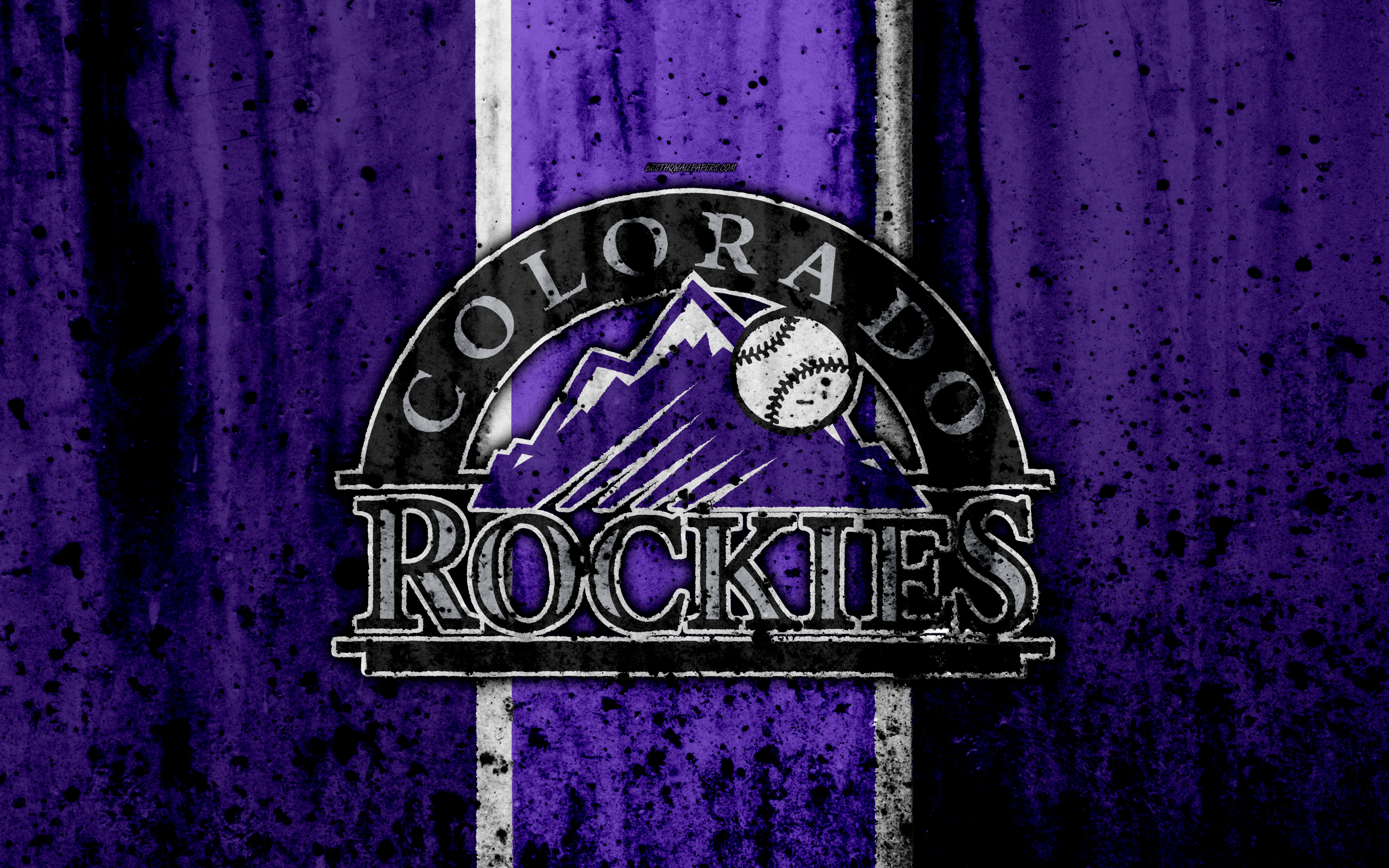 3840x2400 Download wallpaper 4k, Colorado Rockies, grunge, baseball club, MLB, America, USA, Major League Baseball, stone texture, baseball for desktop with resolution. High Quality HD picture wallpaper, Desktop