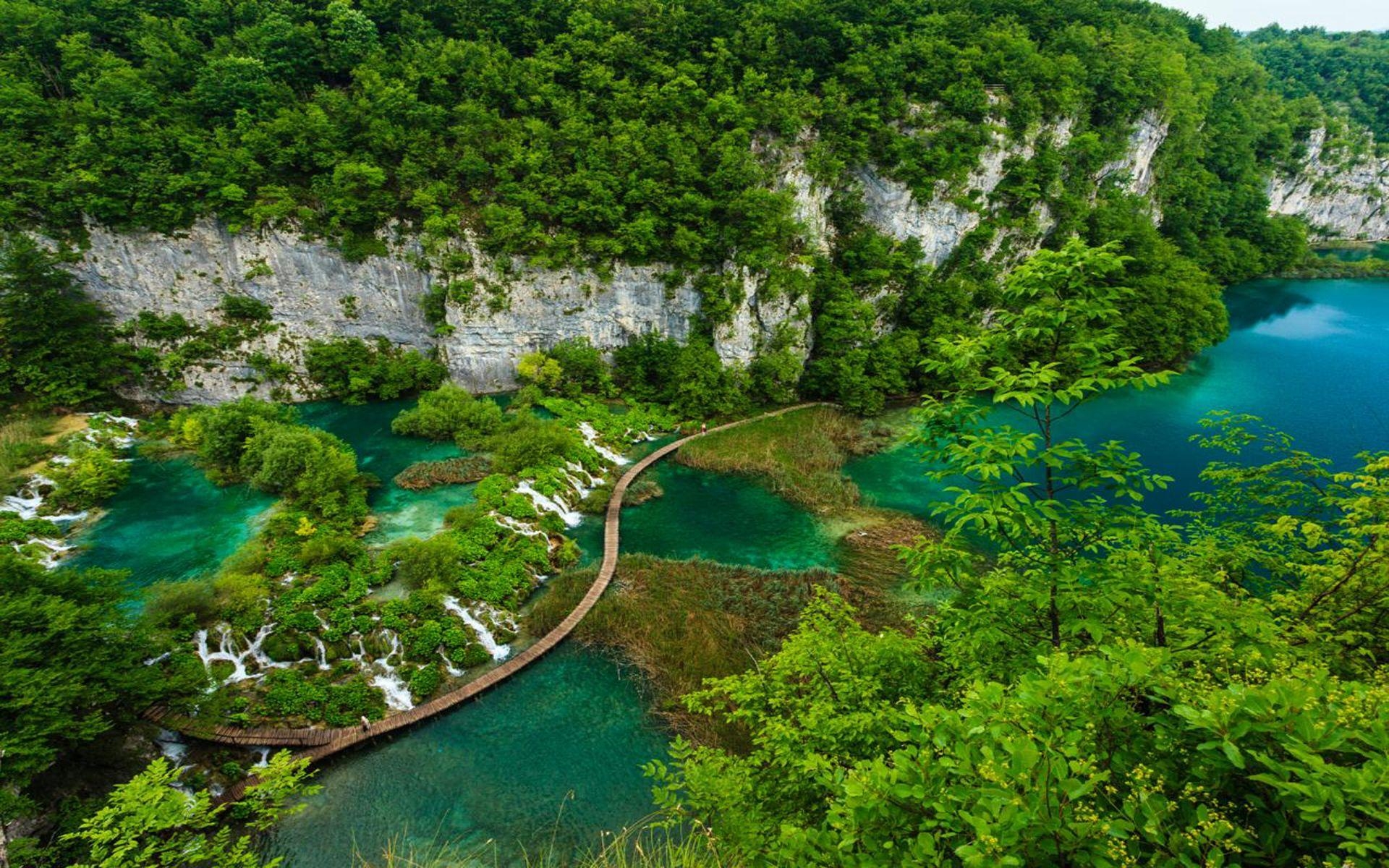 1920x1200 Plitvice Lakes National Park Ariel View Croatia Wallpaper HD, Desktop