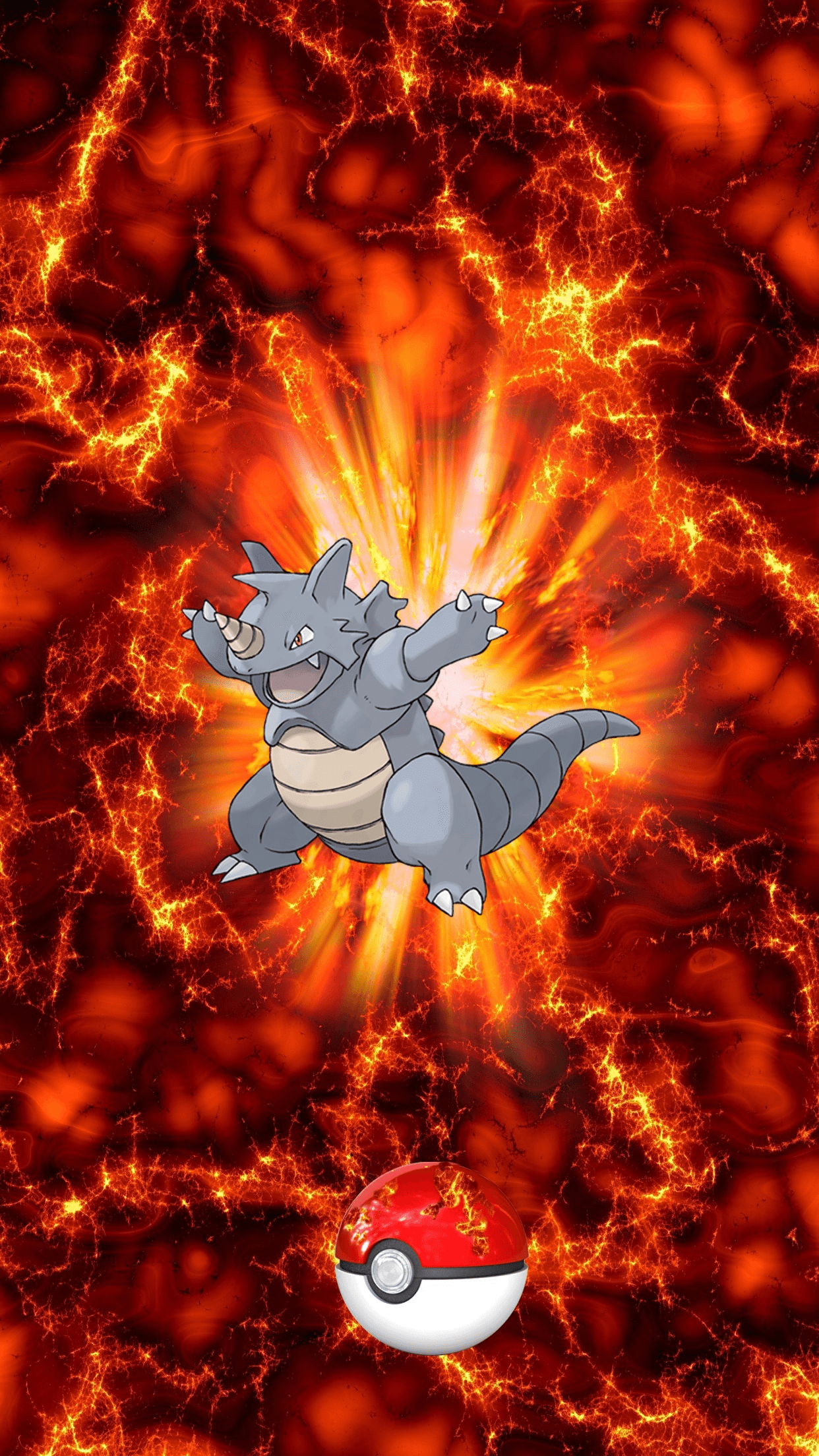 1250x2210 Fire Pokeball Rhydon Sidon Rhyhorn, Phone