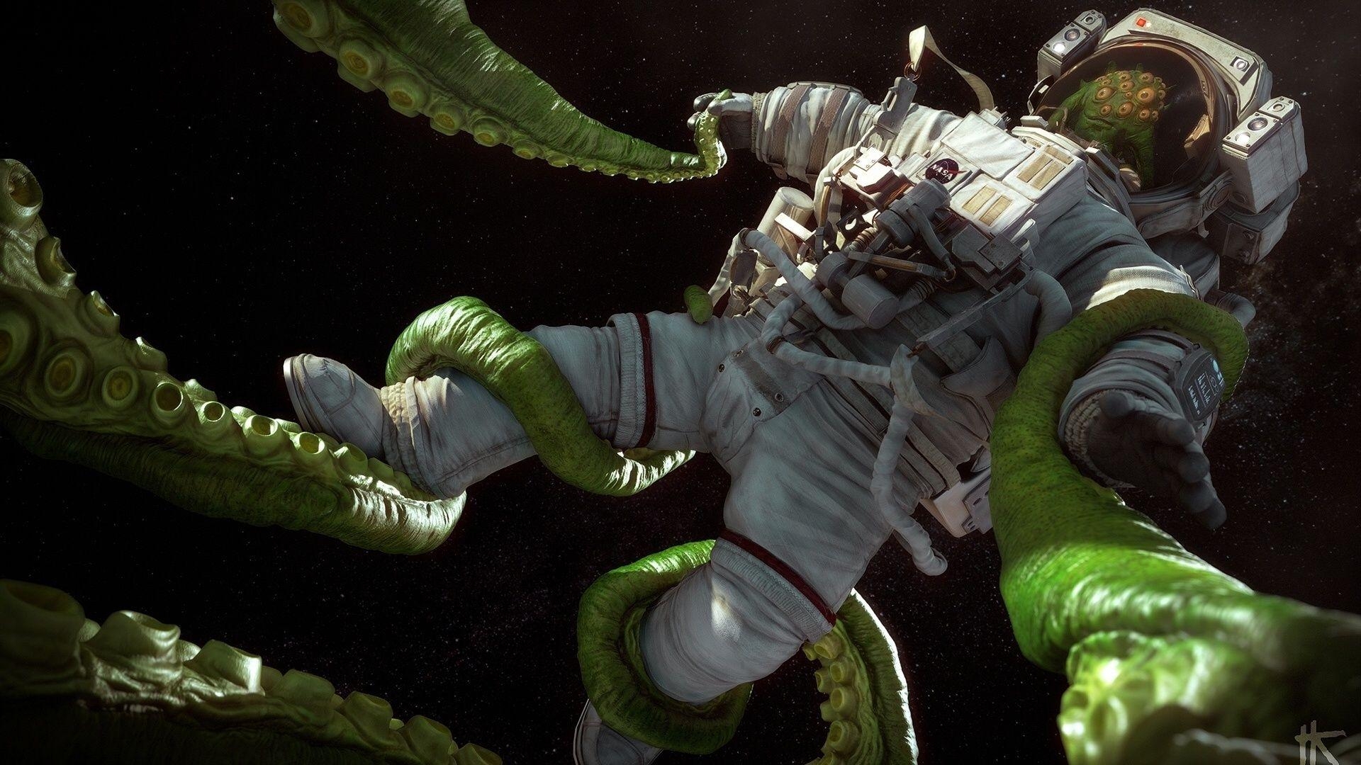 1920x1080 The Suit, Tomas Kral, Tentacles, Cosmonaut Wallpaper, Desktop