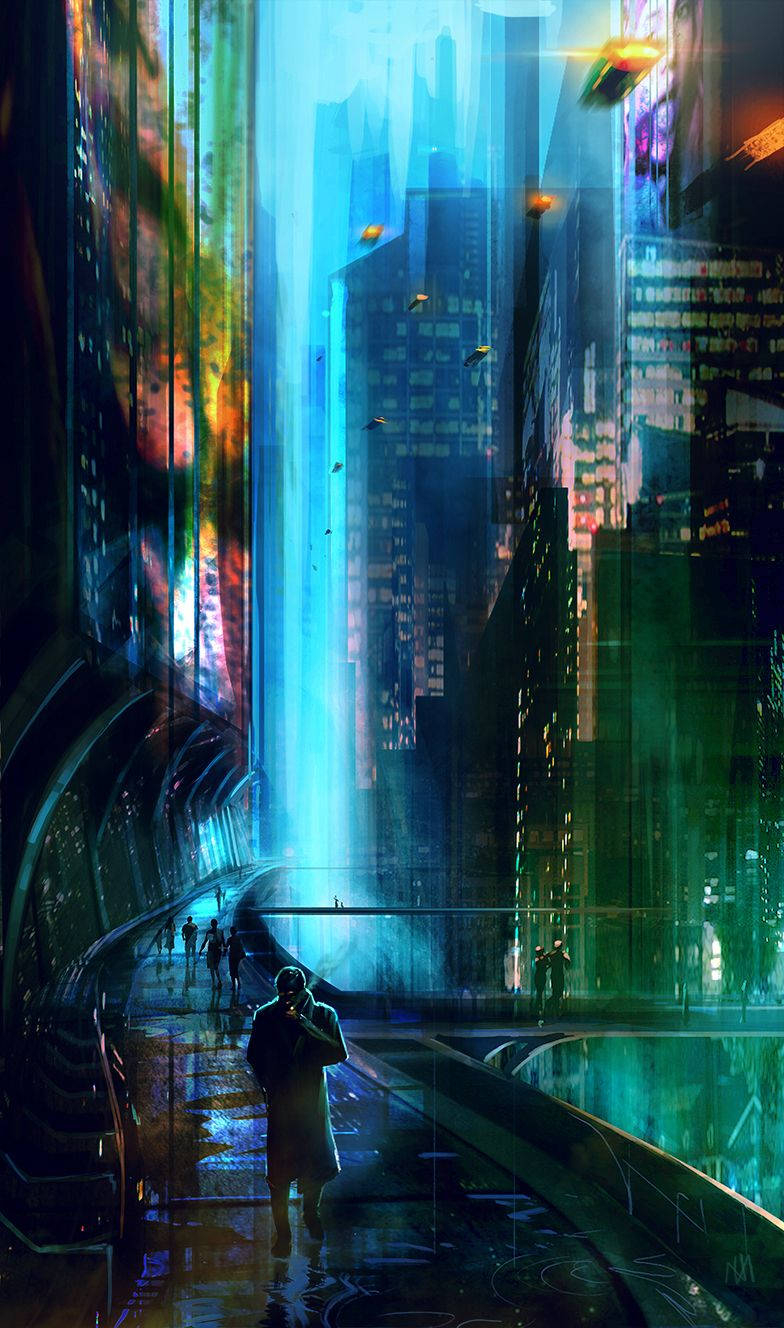 790x1330 Download A Futuristic Cityscape from Blade Runner Wallpaper, Phone