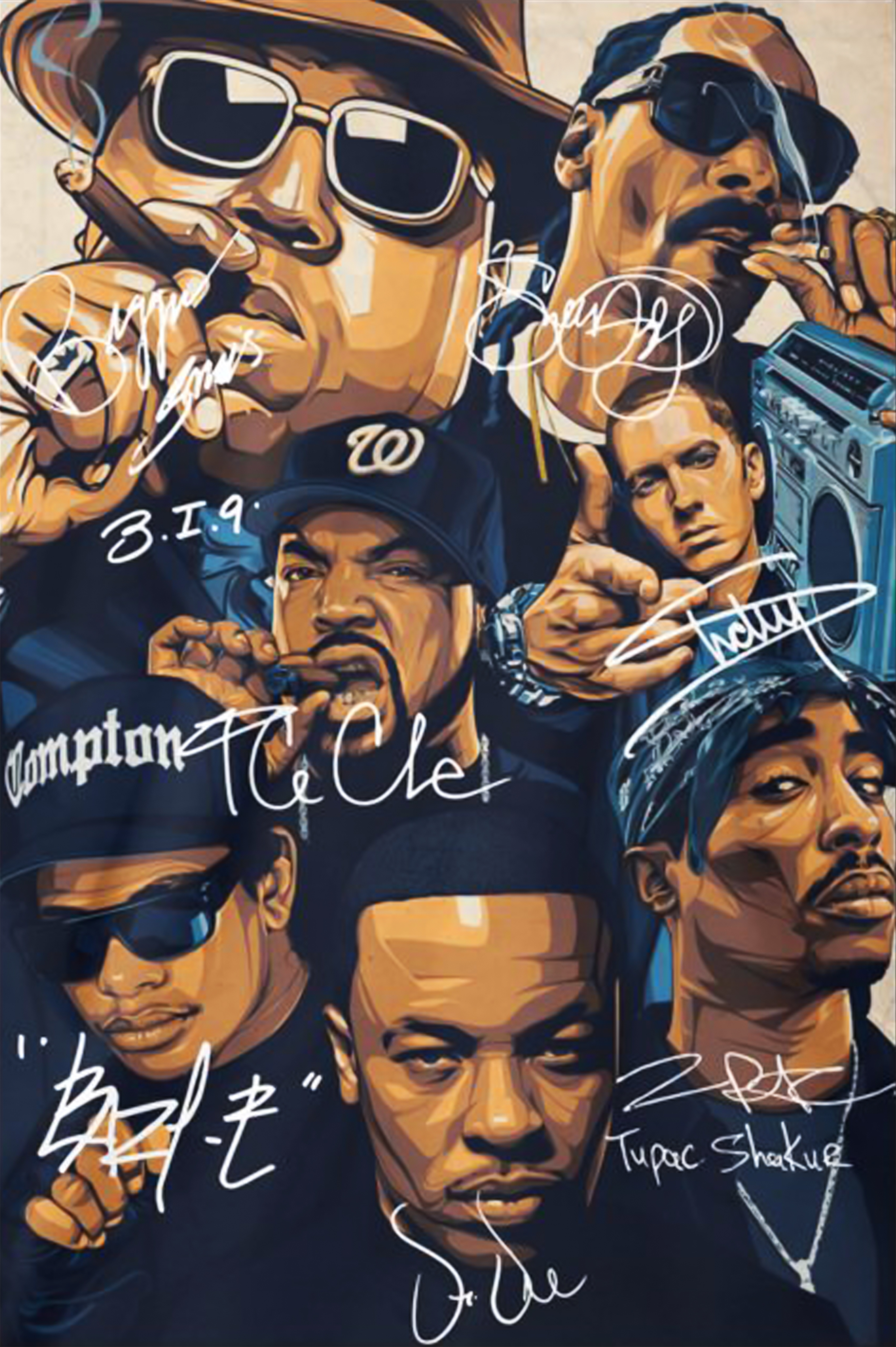 3000x4510 Great, Rap Legends Notorious BIG Snoop Dogg Ice Cube Eminem Tupac, Phone