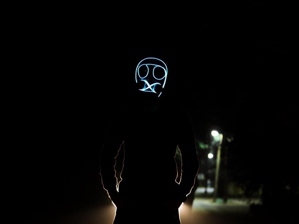 1030x770 Download wallpaper  mask, glow, dark, anonymous, night, Desktop