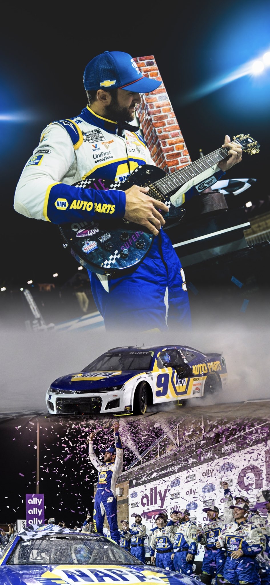 950x2050 NASCAR Wallpaper Elliott's car came to life under the Nashville night, and he won the Ally 400 Sunday night, holding off a number of Toyotas for his second win, Phone