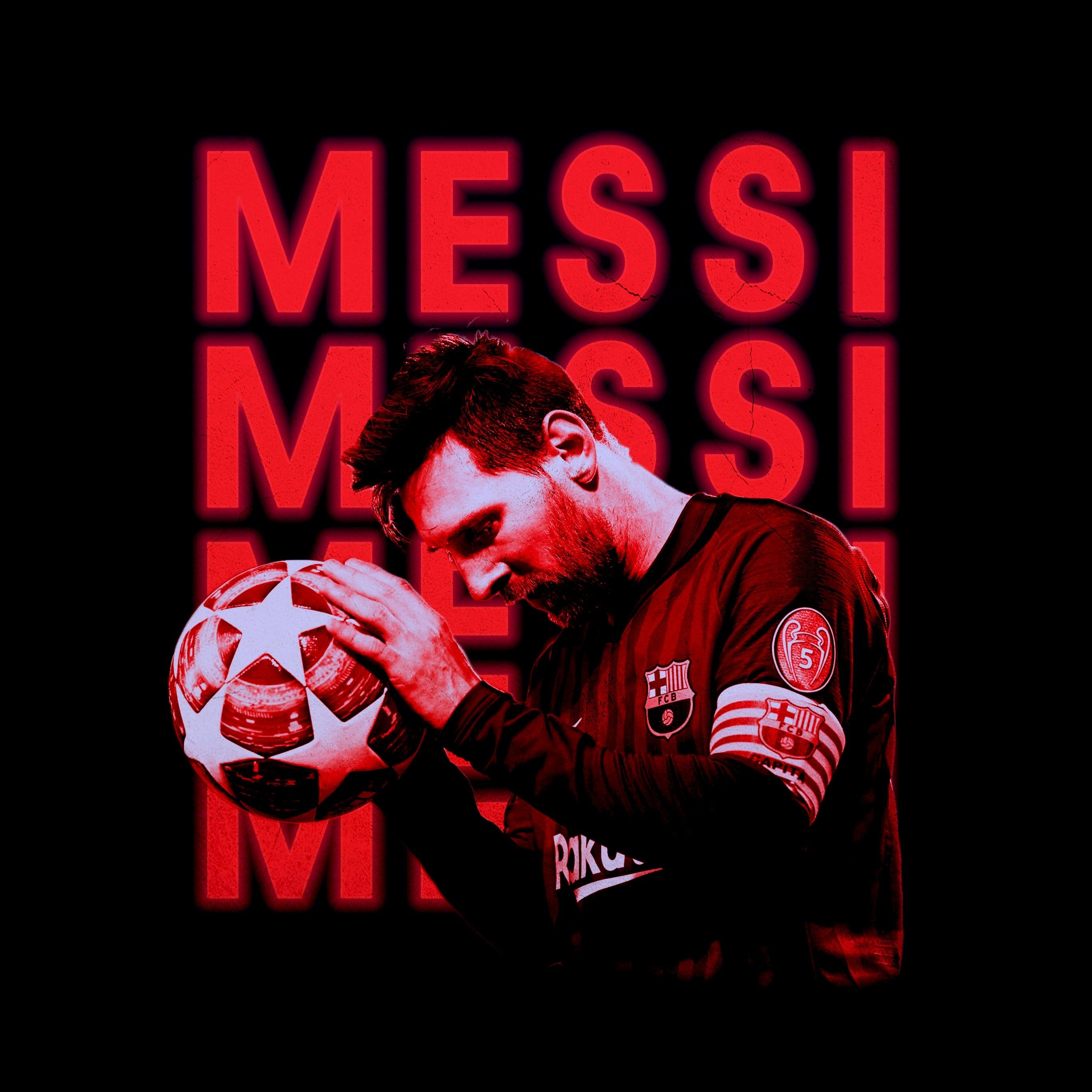 2740x2740 Lionel Messi 4K Wallpaper, Football Player, FC Barcelona, FCB, Argentina, 5K, 8K, Black Dark, Phone