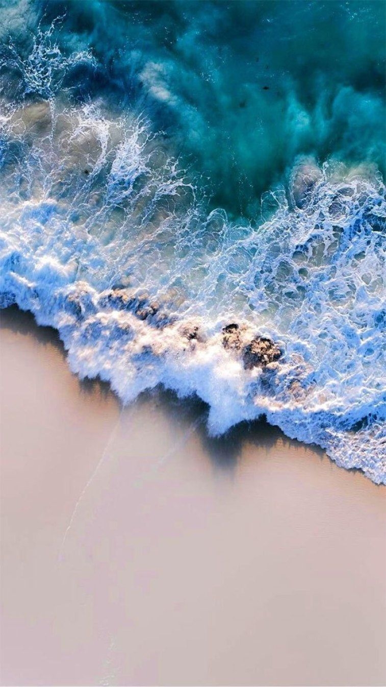 760x1350 Deep green sea big waves and clean beach iphone wallpaper, Phone