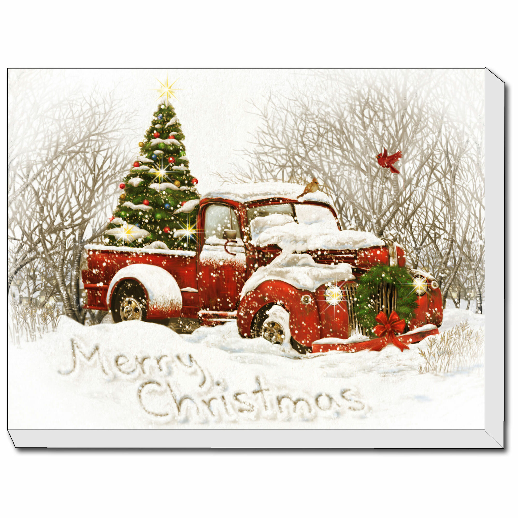 2000x2000 Red Truck With Christmas Tree, Phone