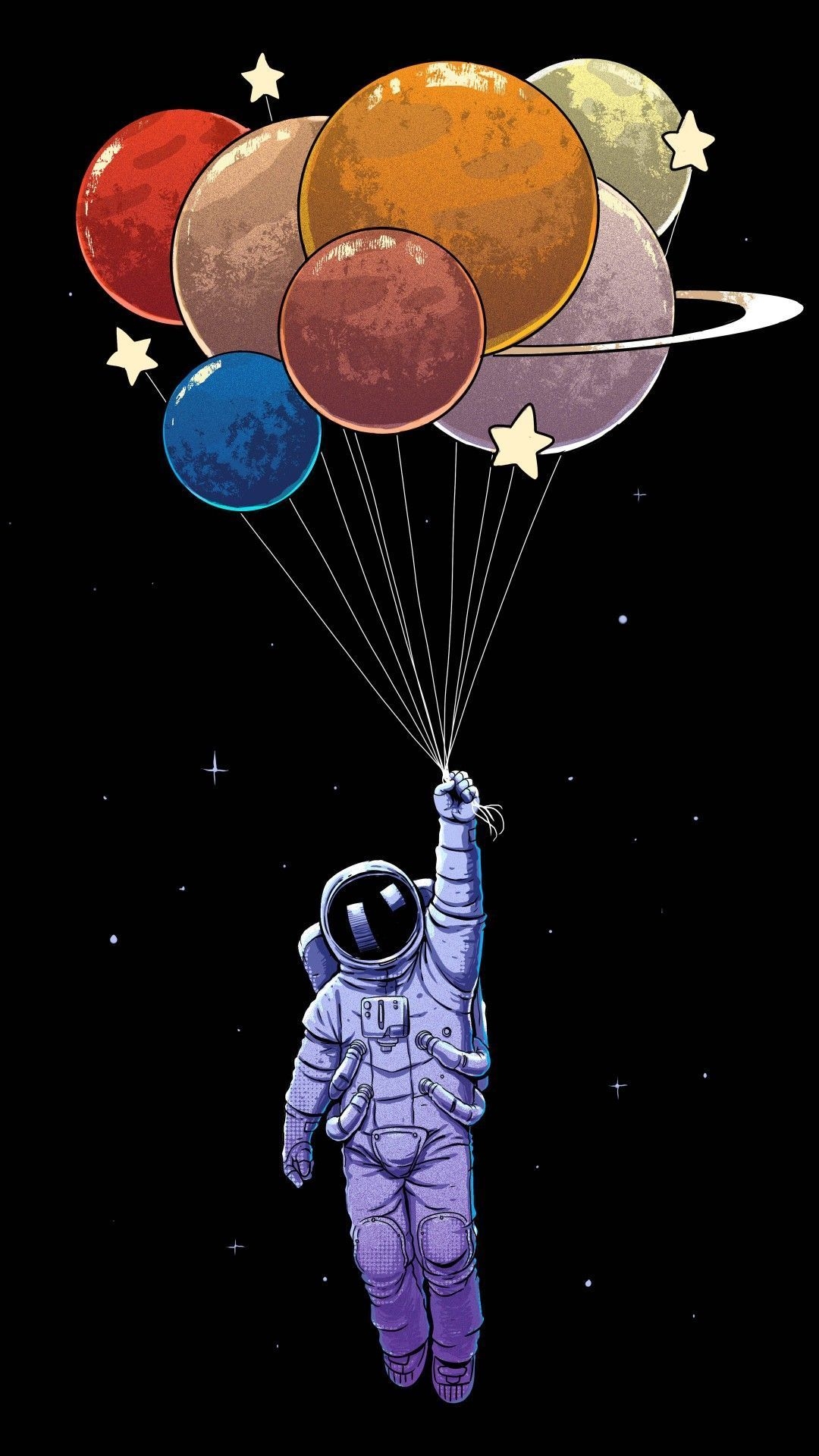 1080x1920 Galaxy Astronaut Cartoon Wallpaper HD, Phone