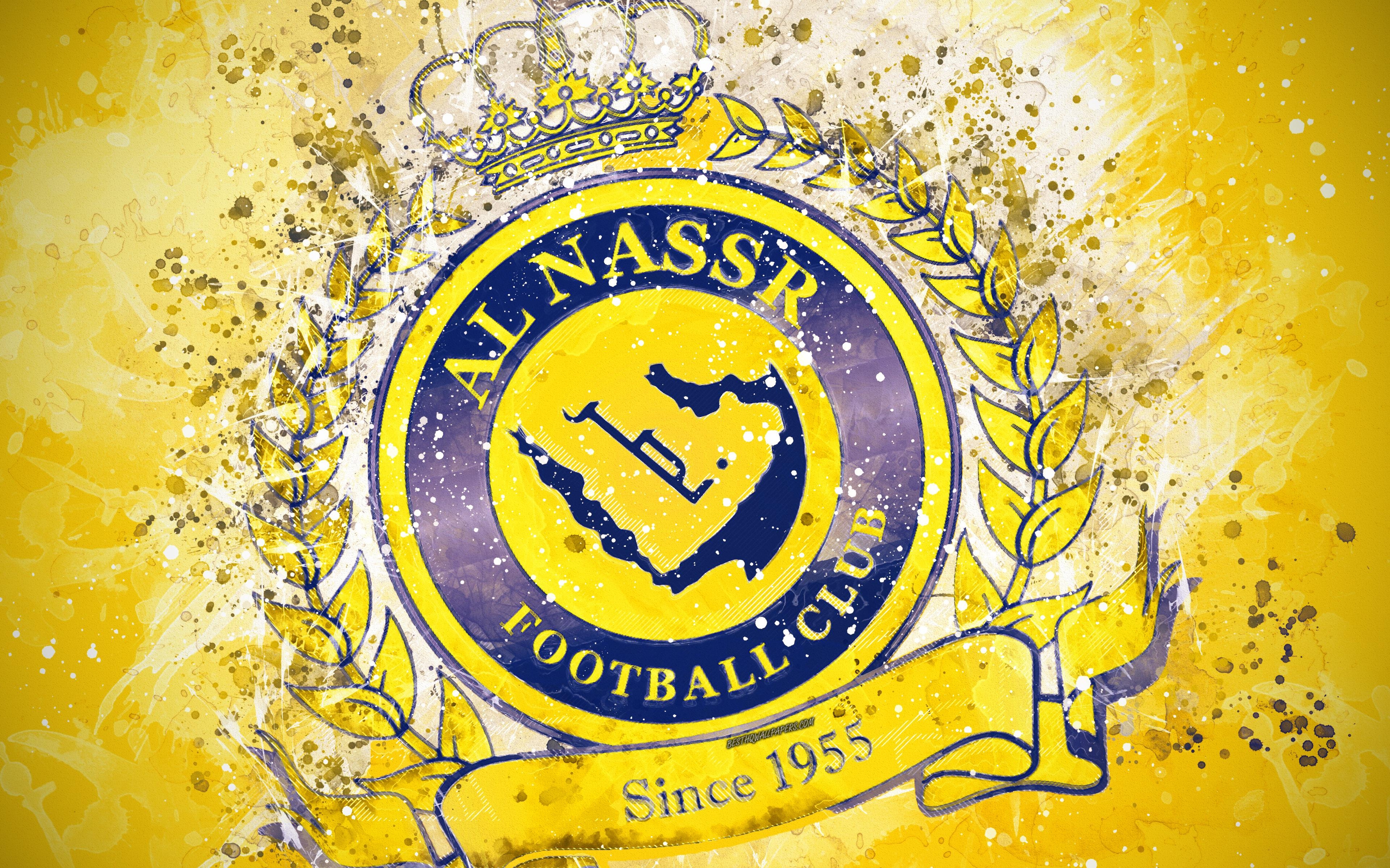 3840x2400 Download Wallpaper Al Nassr FC, 4k, Paint Art, Logo, Creative, Desktop