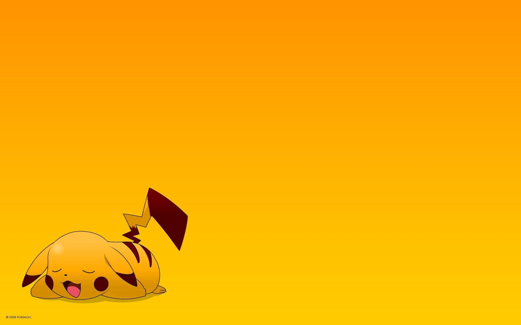 1680x1050 pokemon, yellow, Pikachu, simple background, yellow background, Desktop