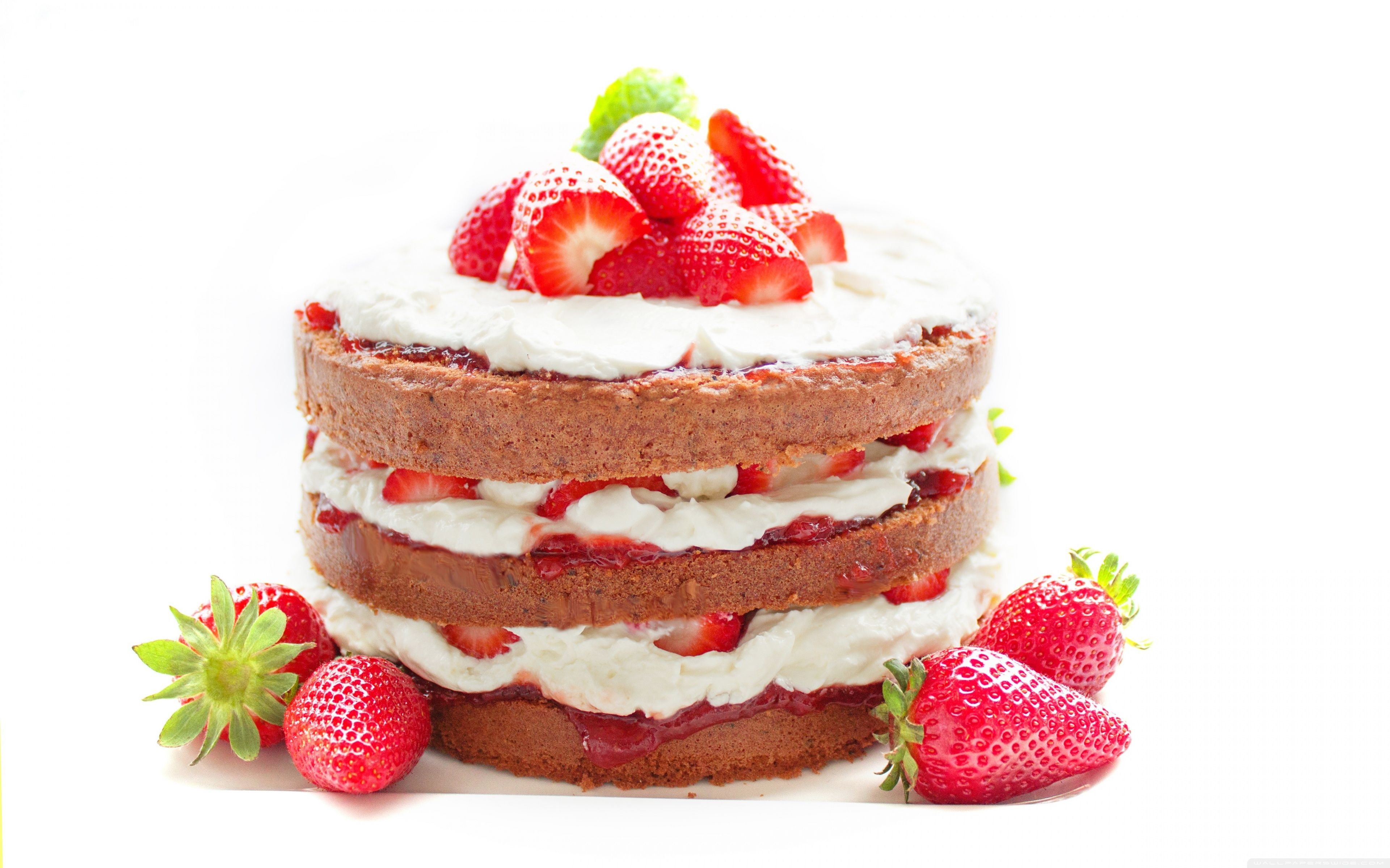 3840x2400 Strawberry Cake Ultra HD Desktop Background Wallpaper for 4K UHD, Desktop