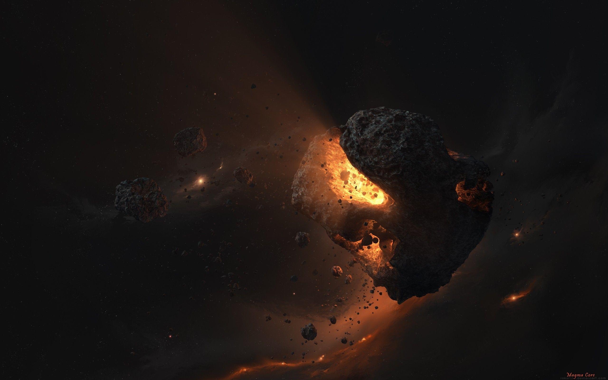 2560x1600 3Ds max asteroids core light magma wallpaper, Desktop