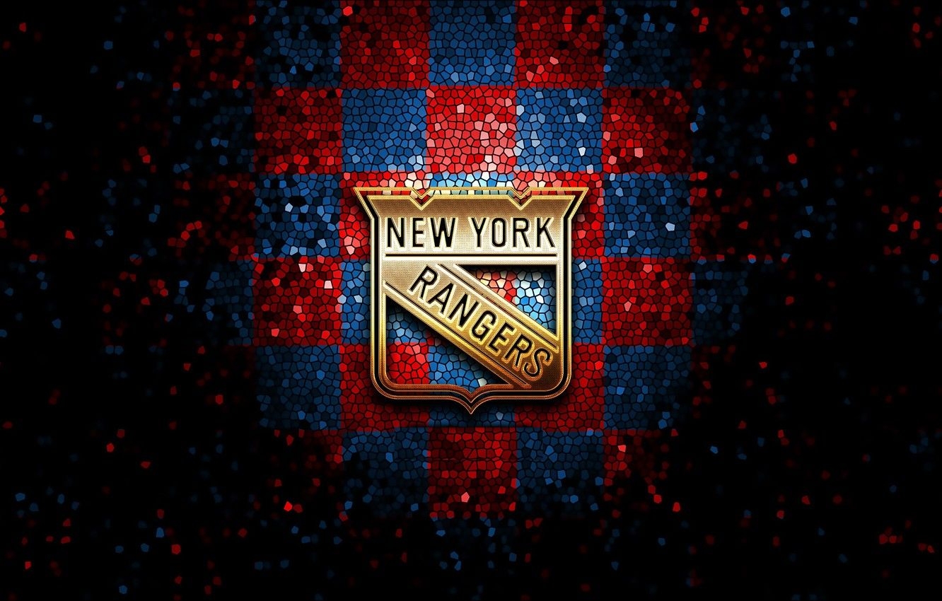 1340x850 Wallpaper wallpaper, sport, logo, NHL, hockey, glitter, checkered, New York Rangers image for desktop, section спорт, Desktop