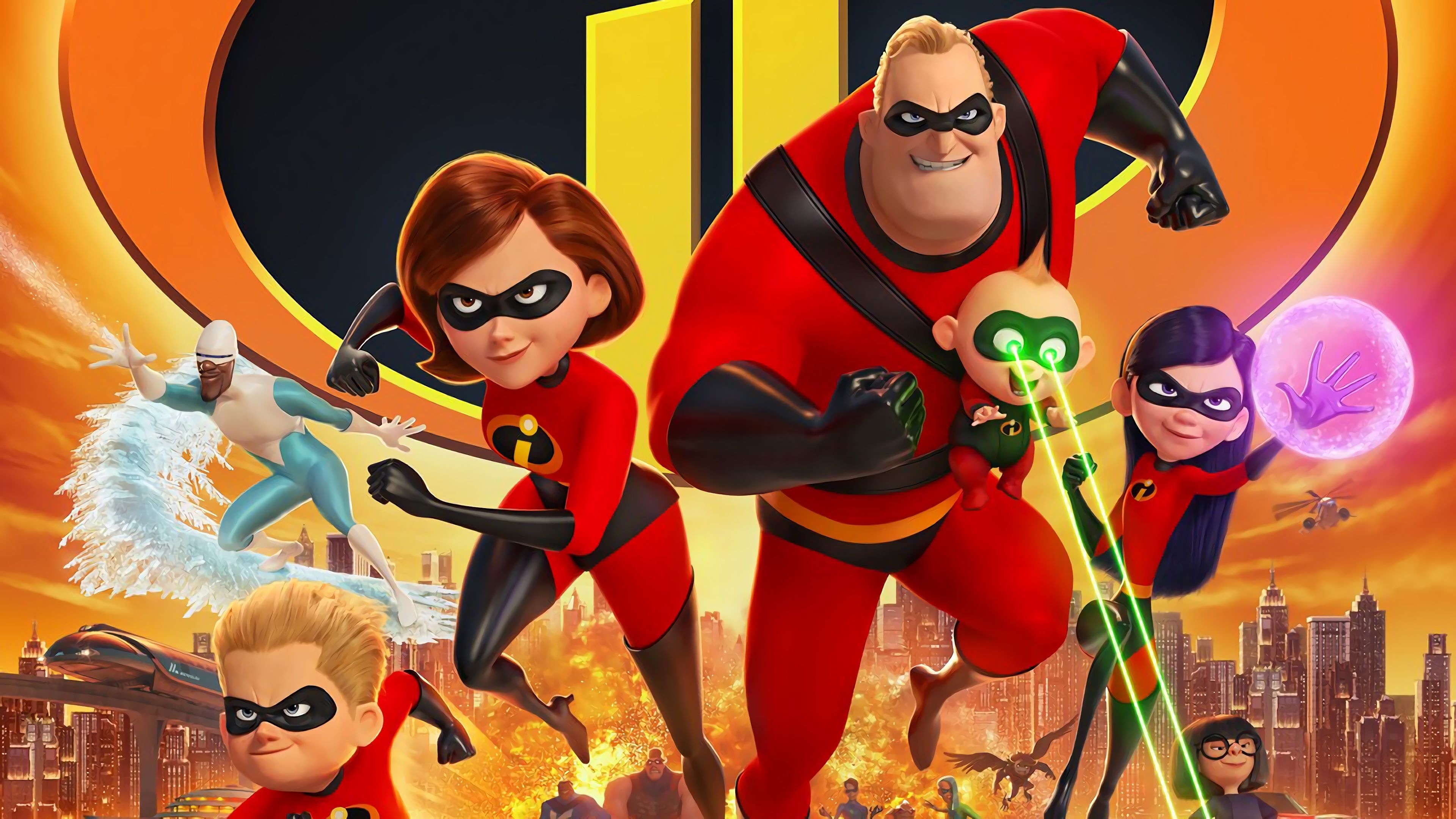 3840x2160 The Incredibles 2 Characters Mr. Incredible Elastigirl Jack Jack Violet Dash Frozone 4K, Desktop