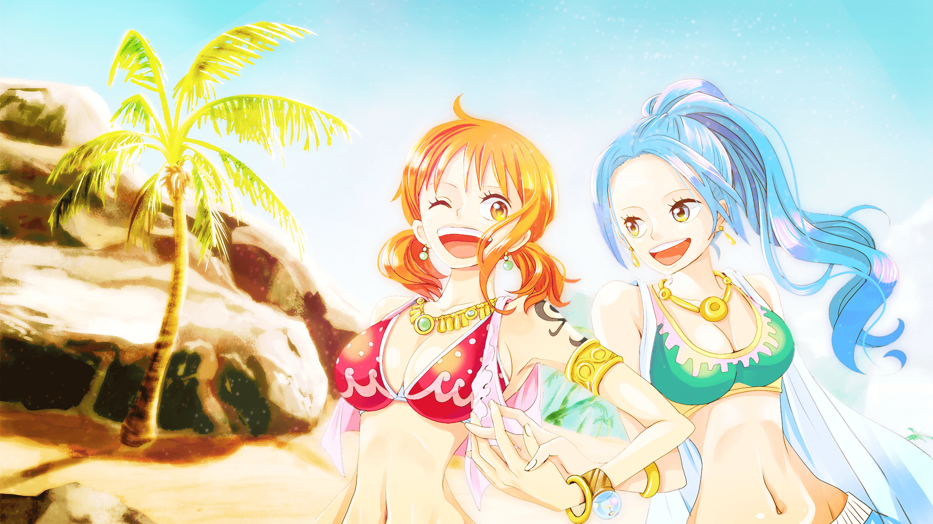 1920x1080 Wallpaper, One Piece, Nami, Nefertari Vivi, anime, Desktop