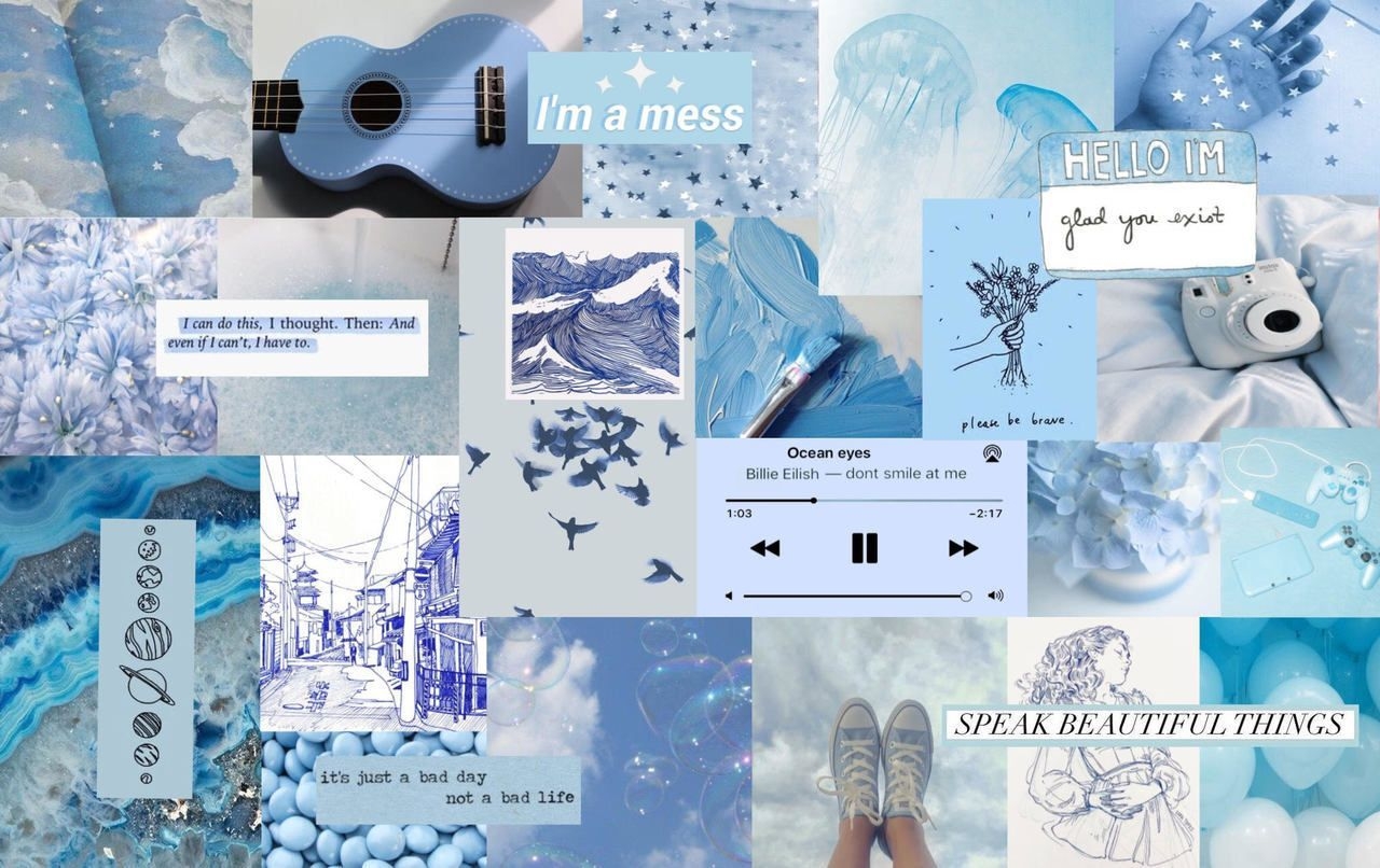 1280x810 Free download Light Blue Aesthetics Collage Wallpaper [] for your Desktop, Mobile & Tablet. Explore Aesthetic Wallpaper for Laptop. Wallpaper For Laptop, Wallpaper For Laptop, Twilight Wallpaper for Laptop, Desktop