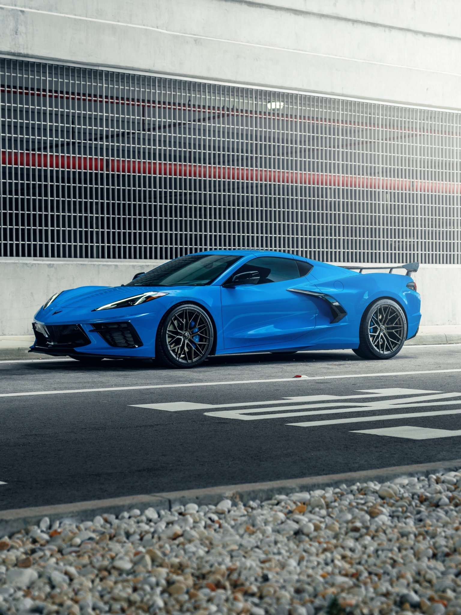 1540x2050 Chevrolet Corvette C8 Wallpaper 4K, Blue, Tarmac, 5K, Phone