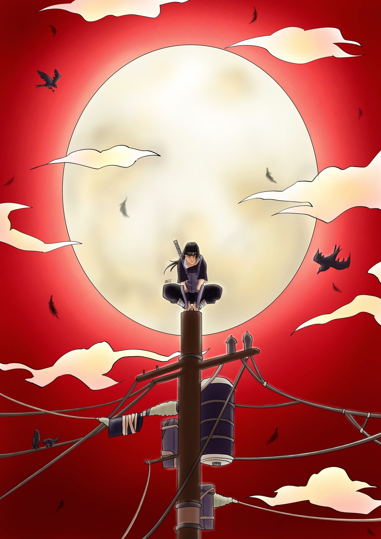 1450x2050 JY.CC - #Itachi Itachi before the falldown of the Uchiha clan The moon shining bright into the dark red night. Black feathers falling from the sky. Quite. Dead silence. Just like, Phone