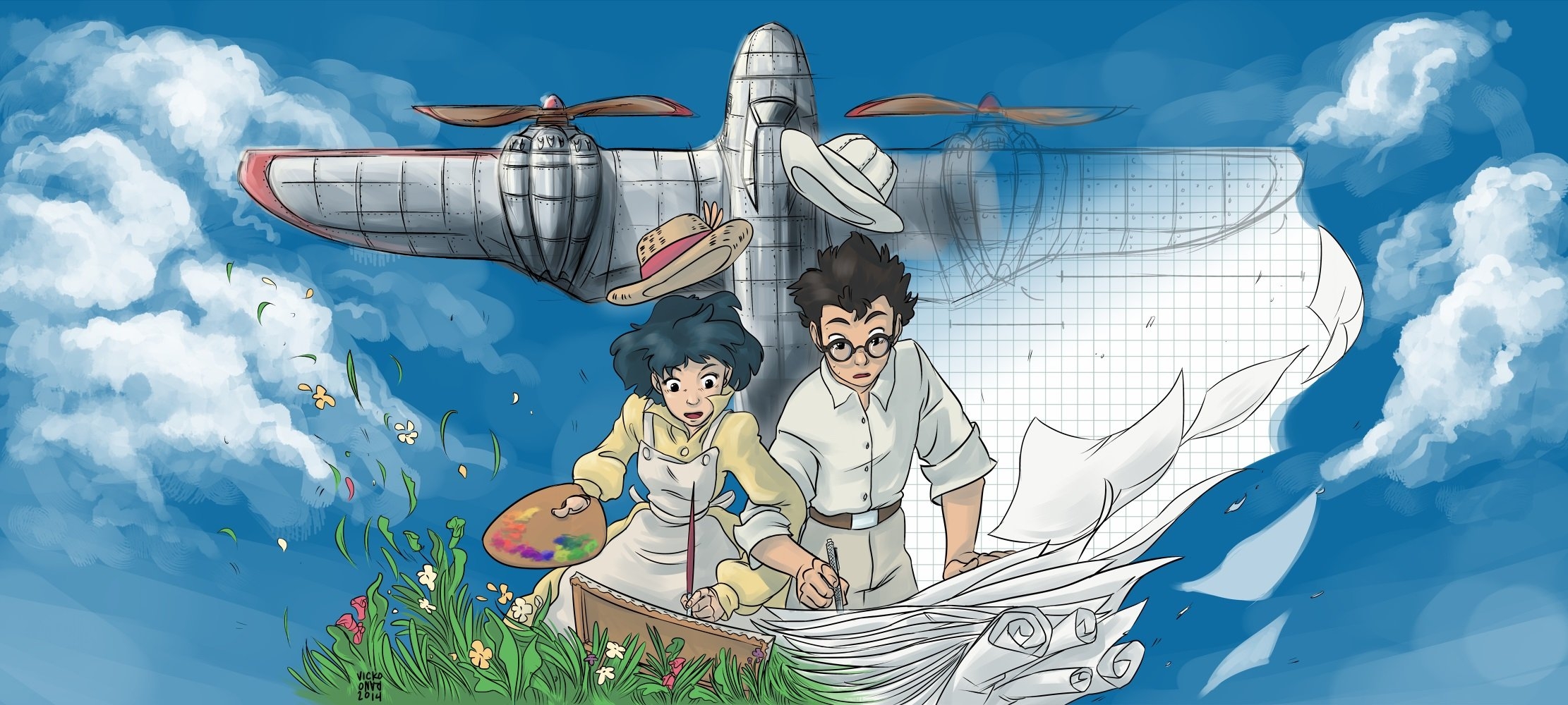 2230x1000 The Wind Rises Wallpaper, Dual Screen