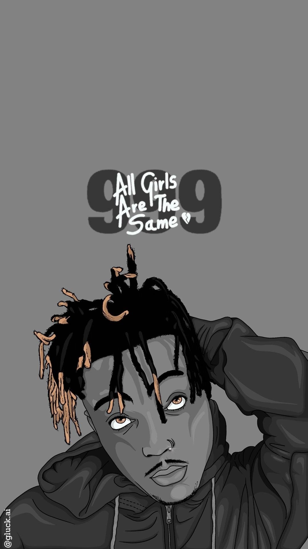 1080x1920 Black And White Wallpaper Juice Wrld Animated, Phone