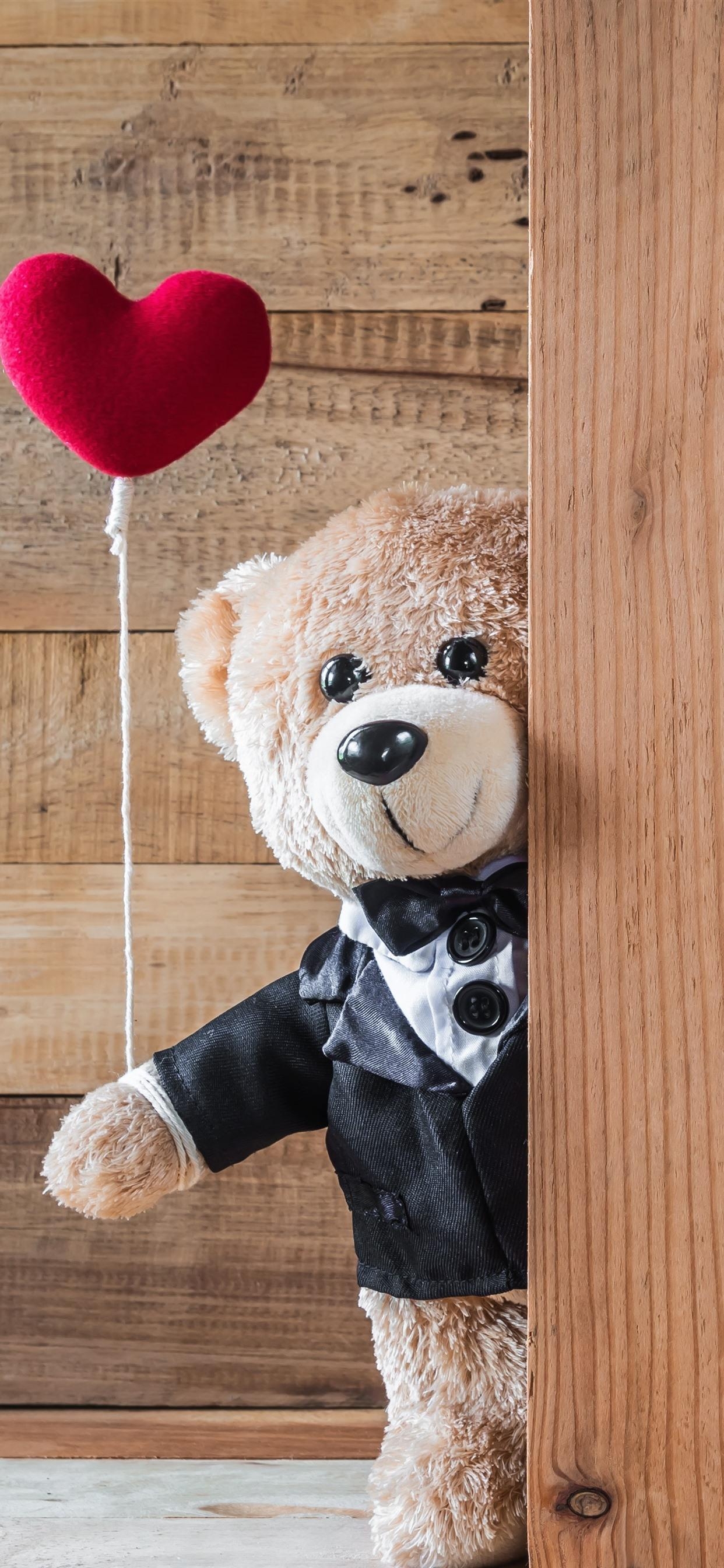 1250x2690 Wallpaper Two teddy bears, love hearts 5120x2880 UHD 5K Picture, Image, Phone