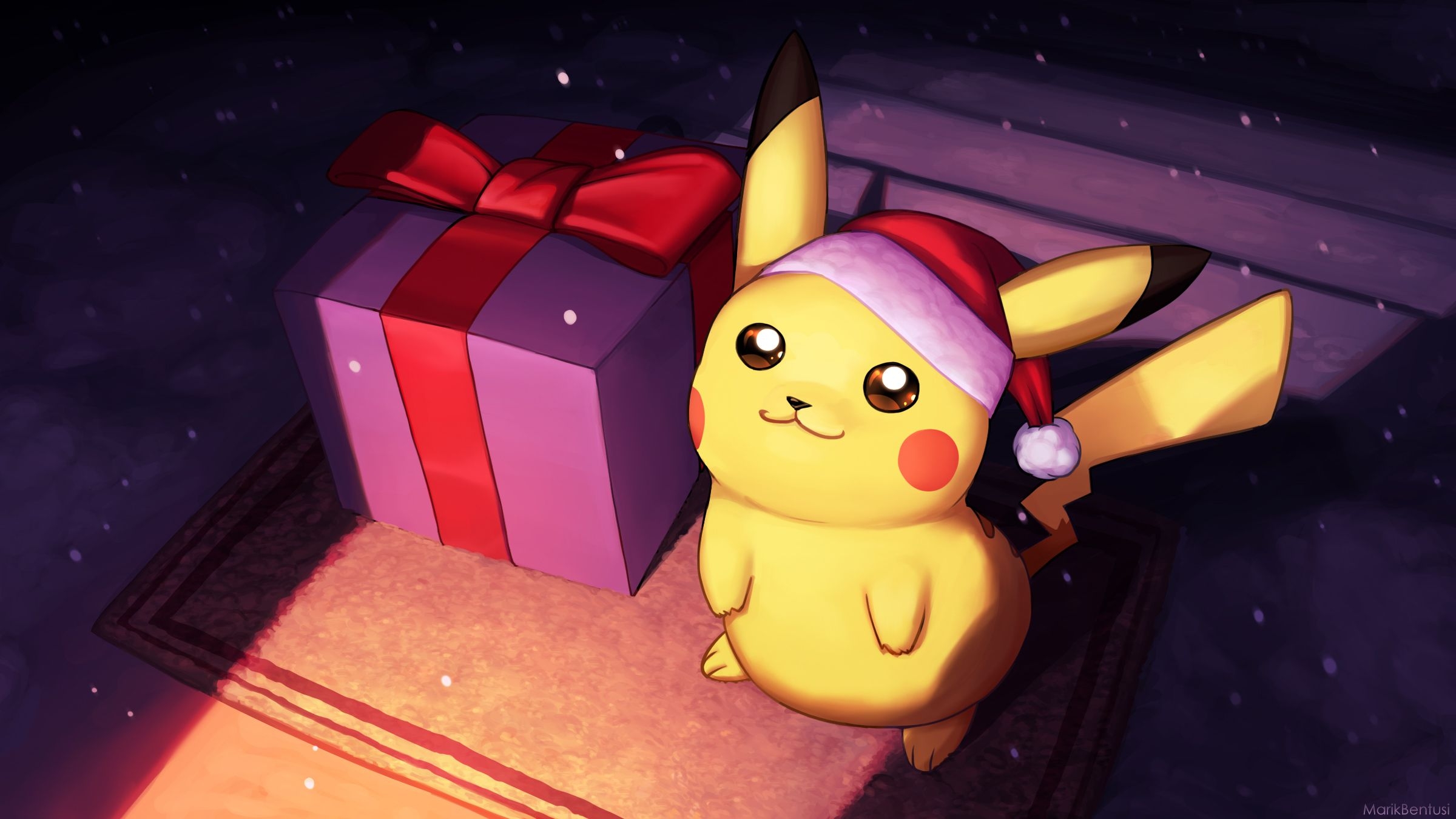 2400x1350 Pikachu On Christmas Day Fanart, HD Cartoons, 4k Wallpaper, Image, Background, Photo and Picture, Desktop