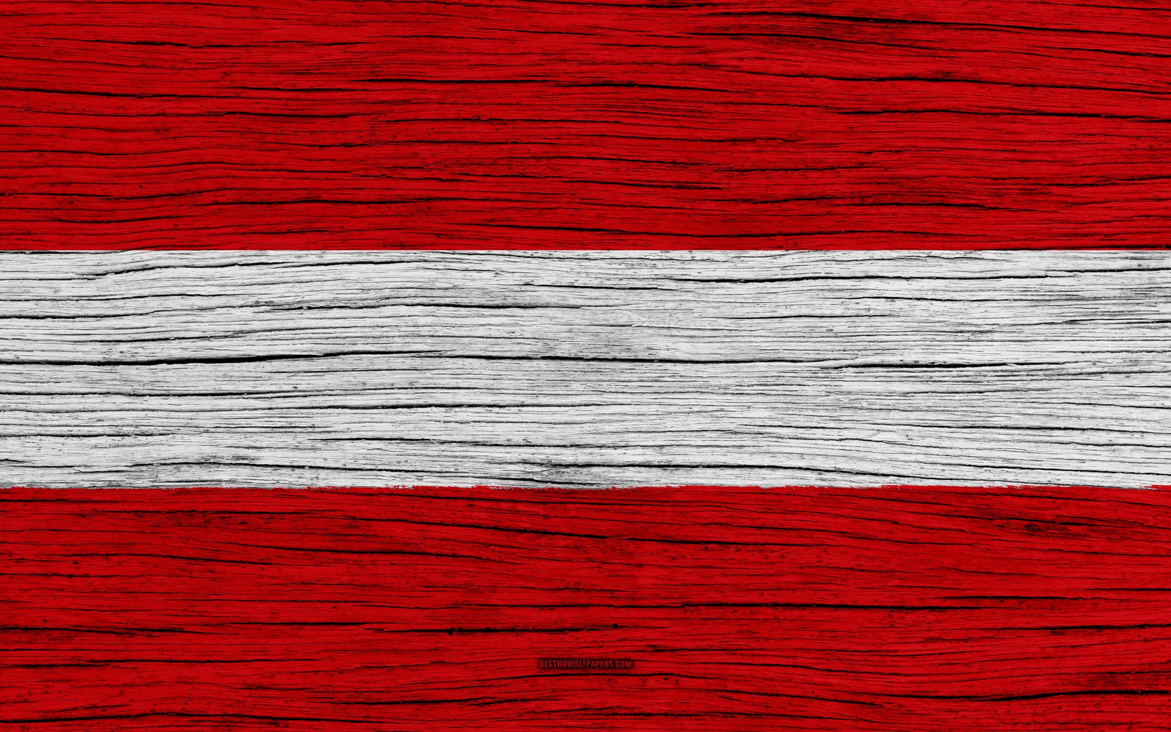 3840x2400 Download wallpaper Flag of Austria, 4k, Europe, wooden texture, Desktop