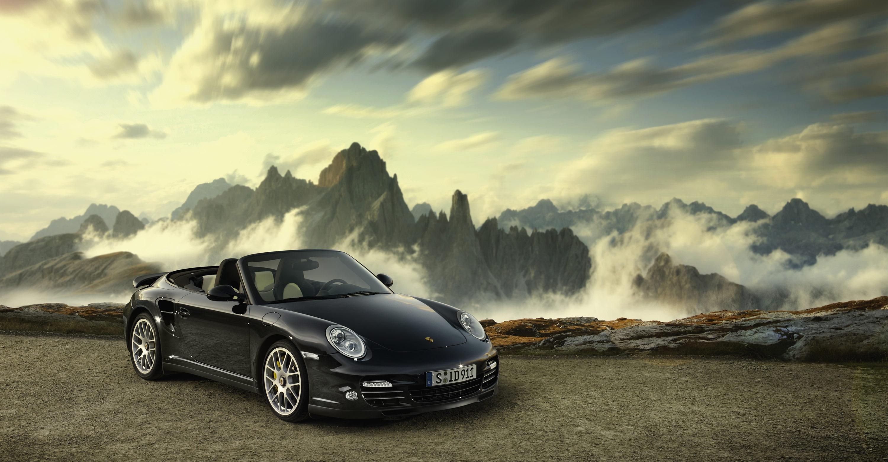 3000x1560 Black Porsche 911 Turbo S Cabriolet wallpaper, Desktop