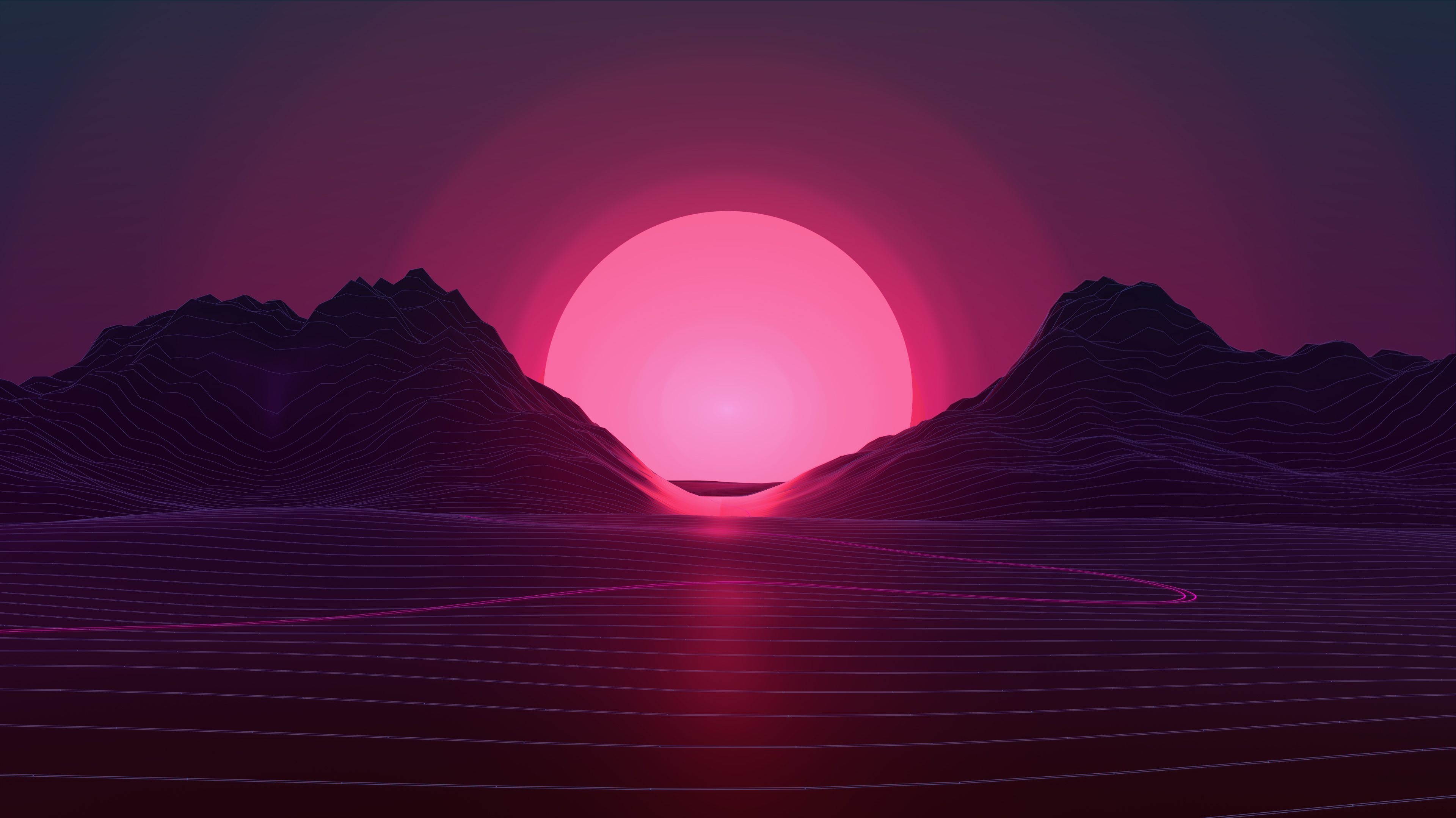 3840x2160 #Neon, #Sunset, #Pink, K. Creative Graphics wallpaper, Desktop