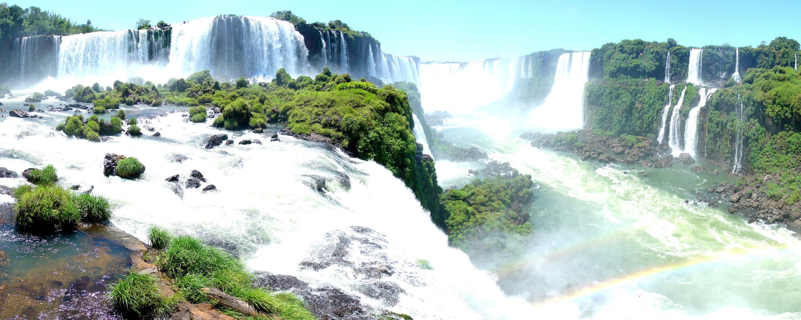 2560x1030 Iguassu Falls Panorama Dual Monitor Wallpaper in jpg format, Dual Screen