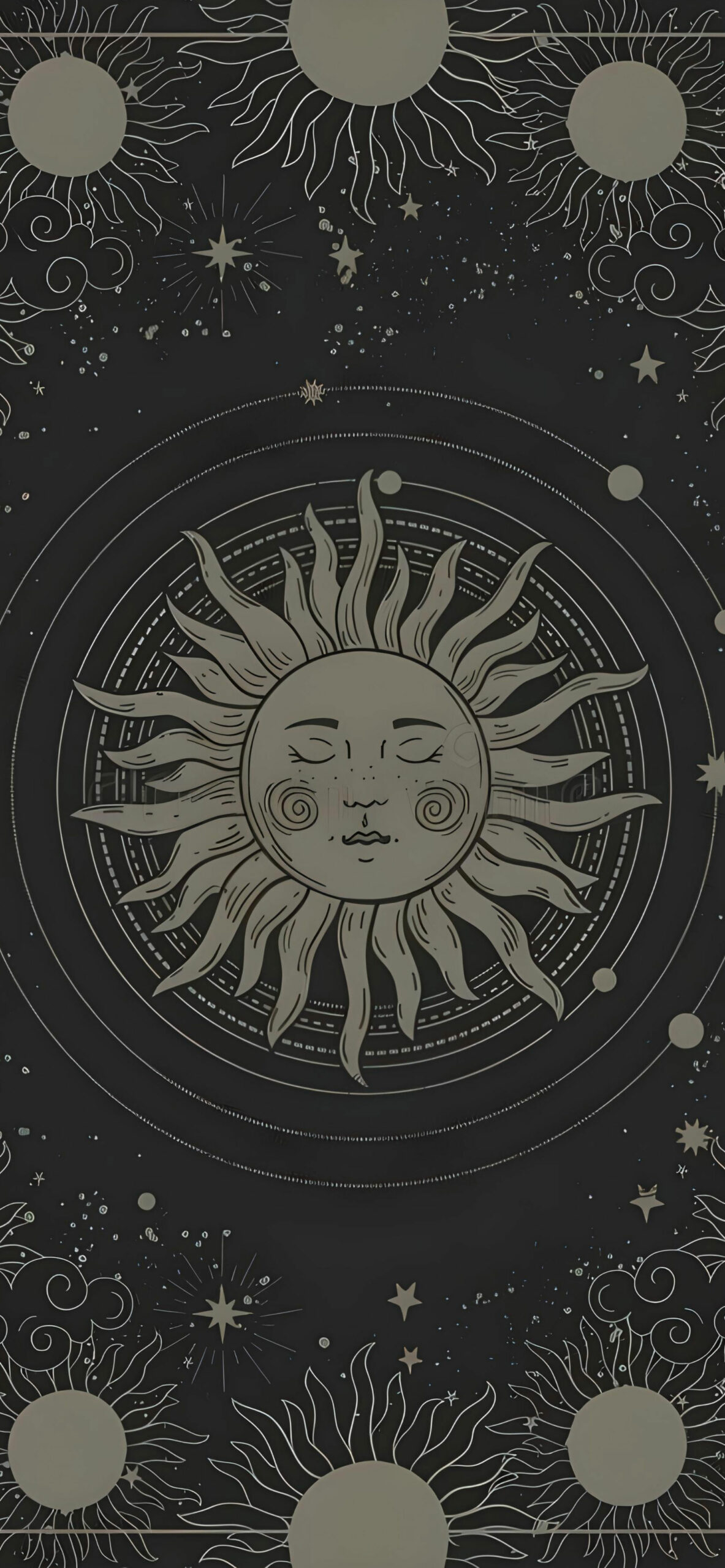 1190x2560 Sun with Closed Eyes Tarot Wallpaper Wallpaper iPhone, Phone